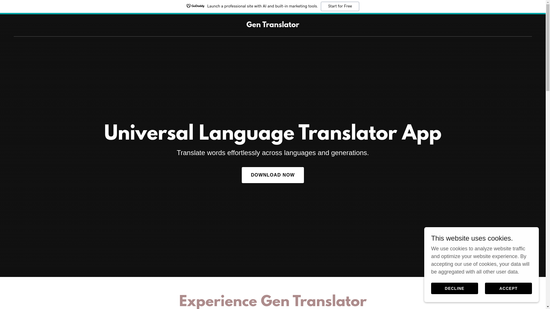 website screenshot of https://gentranslator.com/