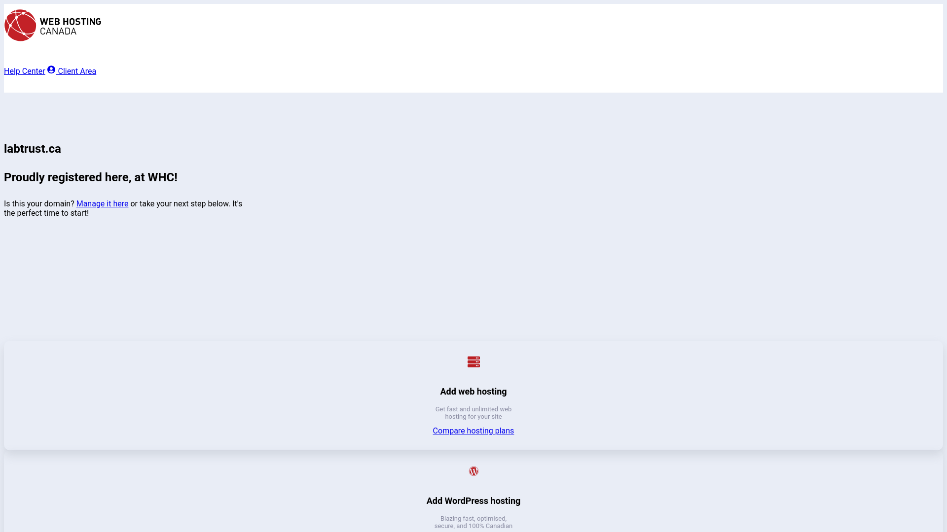 website screenshot of https://labtrust.ca