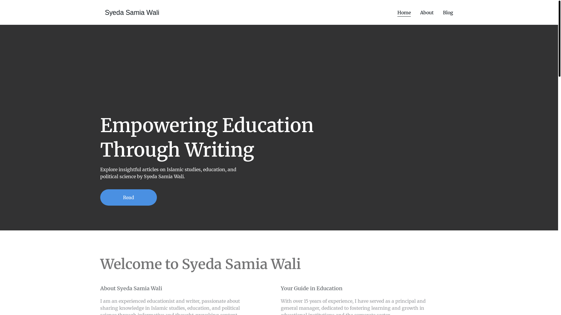 website screenshot of https://syedasamiawali.org/