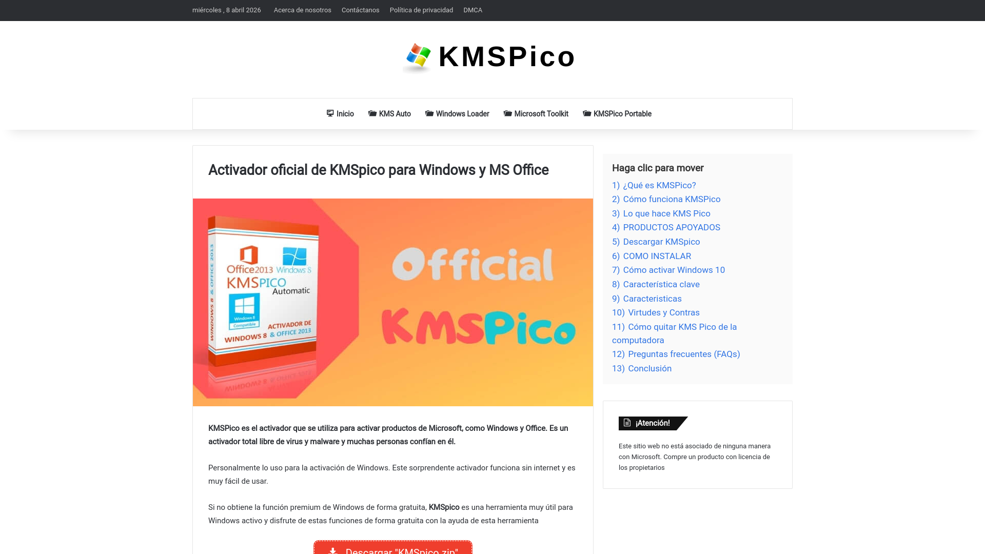 website screenshot of https://oficial-kmspico.io/