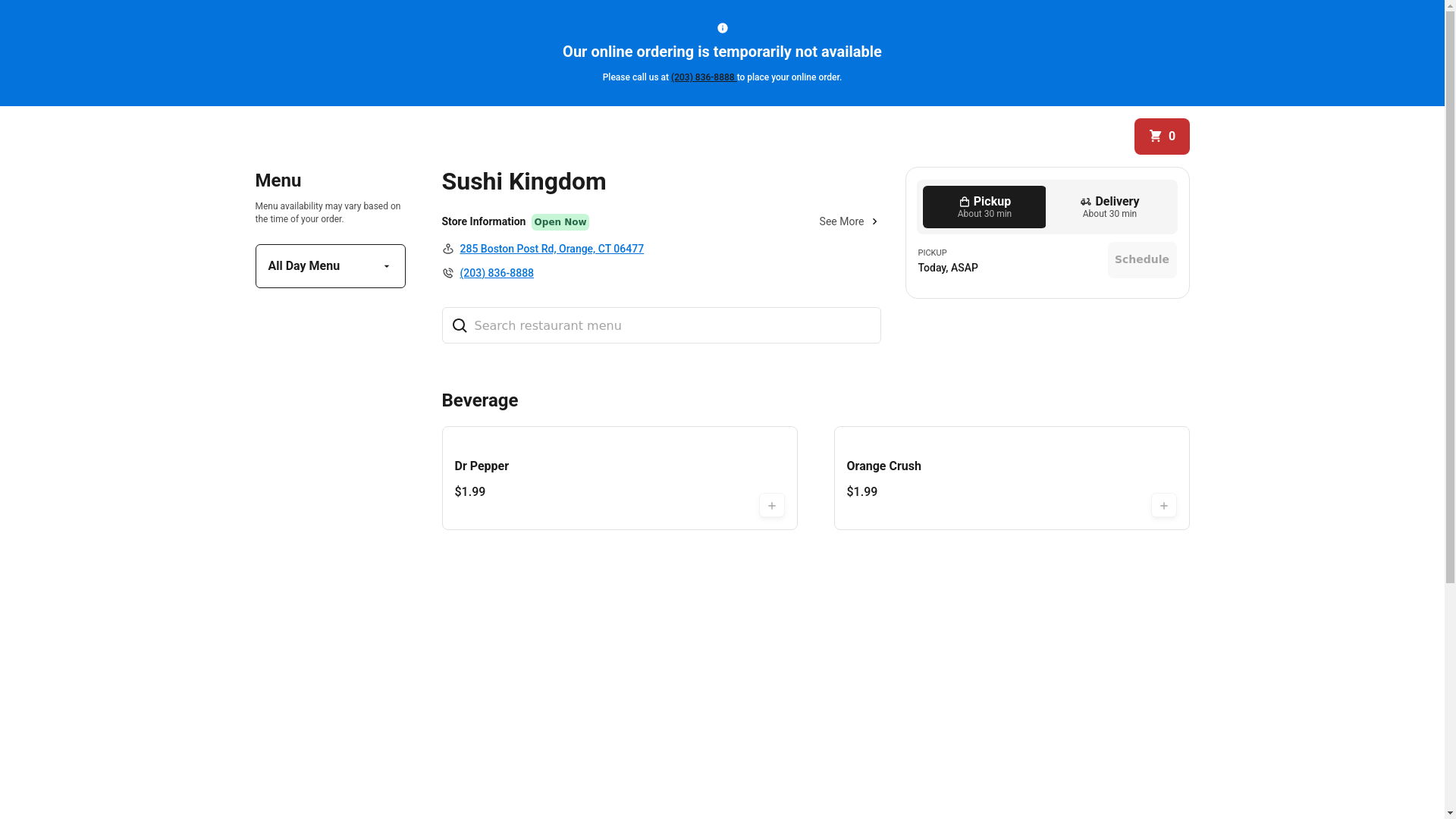 website screenshot of https://sushikingdomrestaurant.com/