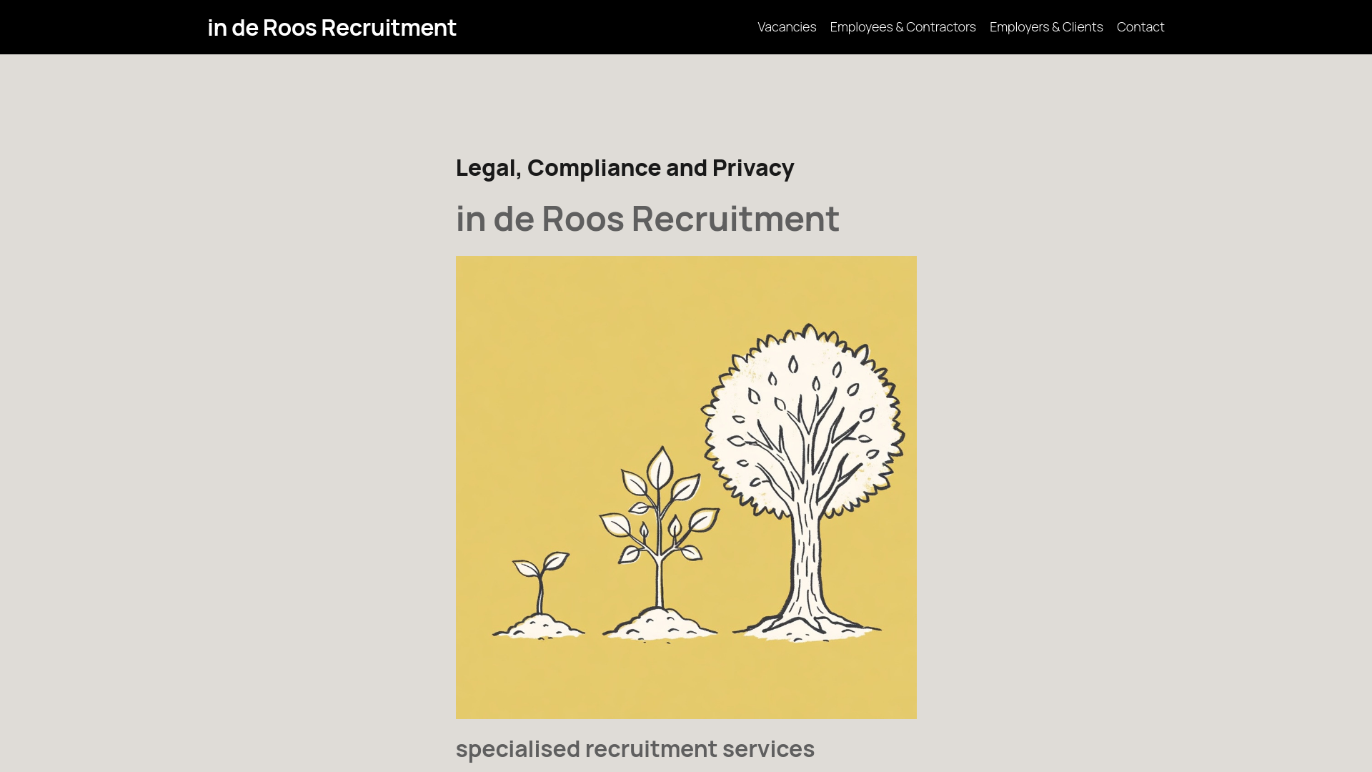 website screenshot of https://inderoosrecruitment.nl