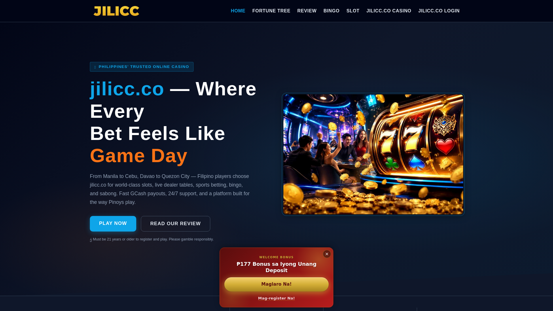 website screenshot of https://jiliccco.net/