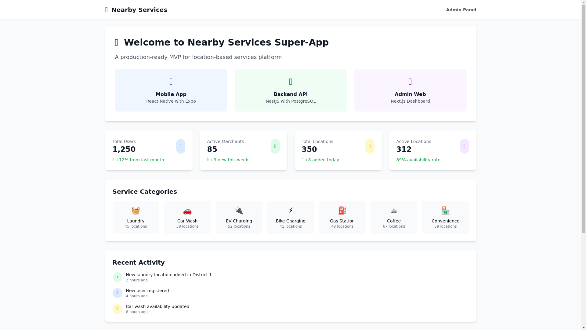 website screenshot of https://nearby-services.pages.dev/