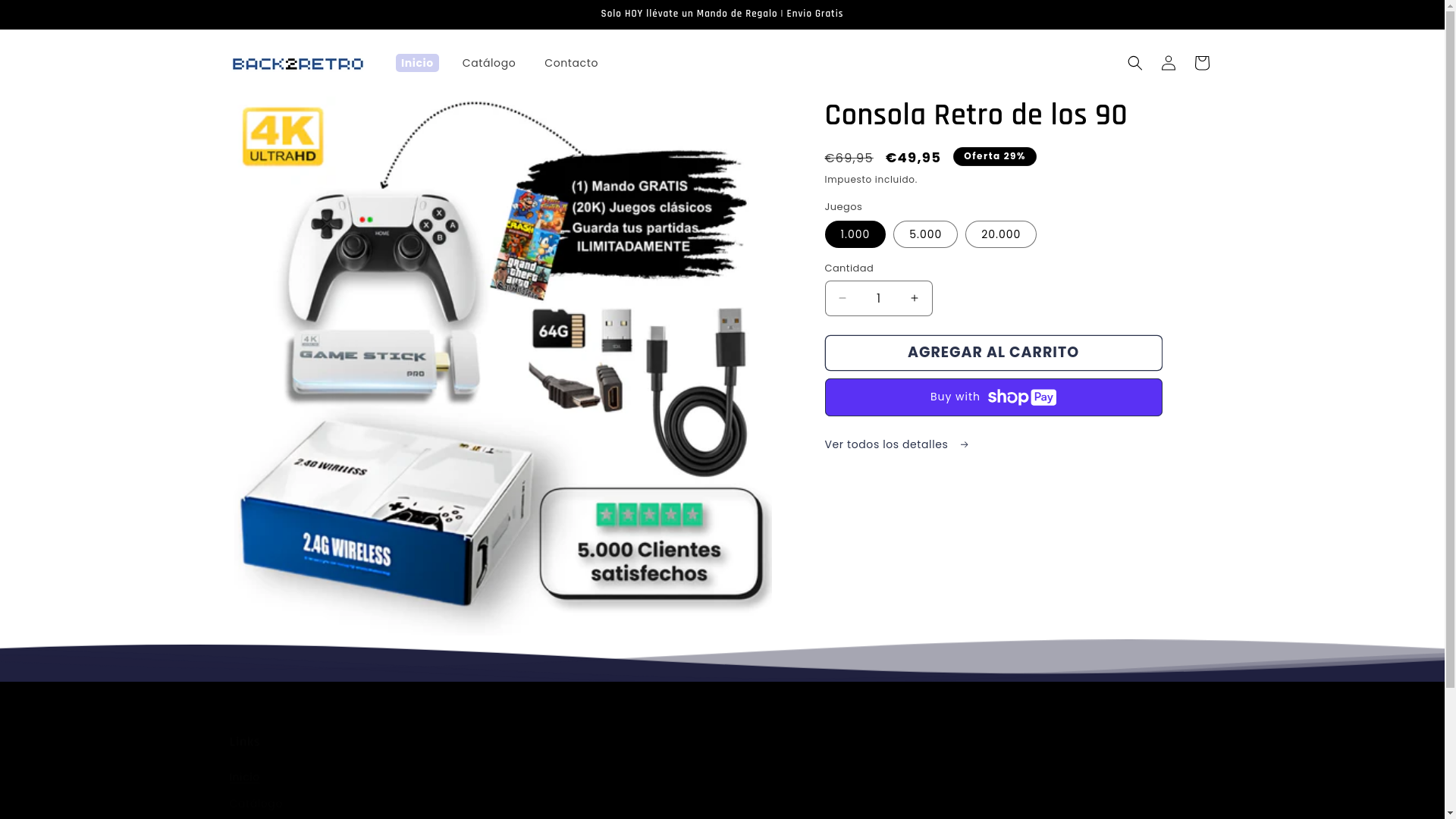website screenshot of https://back2retro.store/
