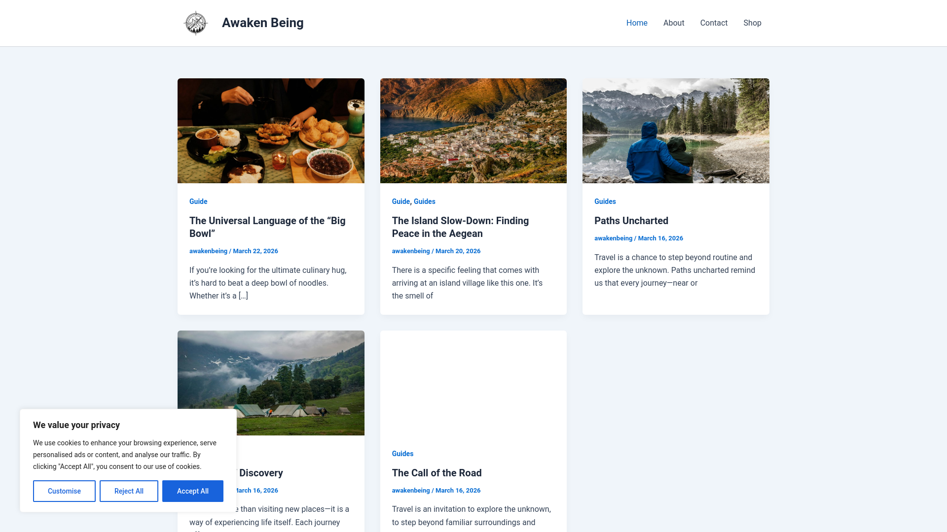 website screenshot of https://awakenbeing.site/