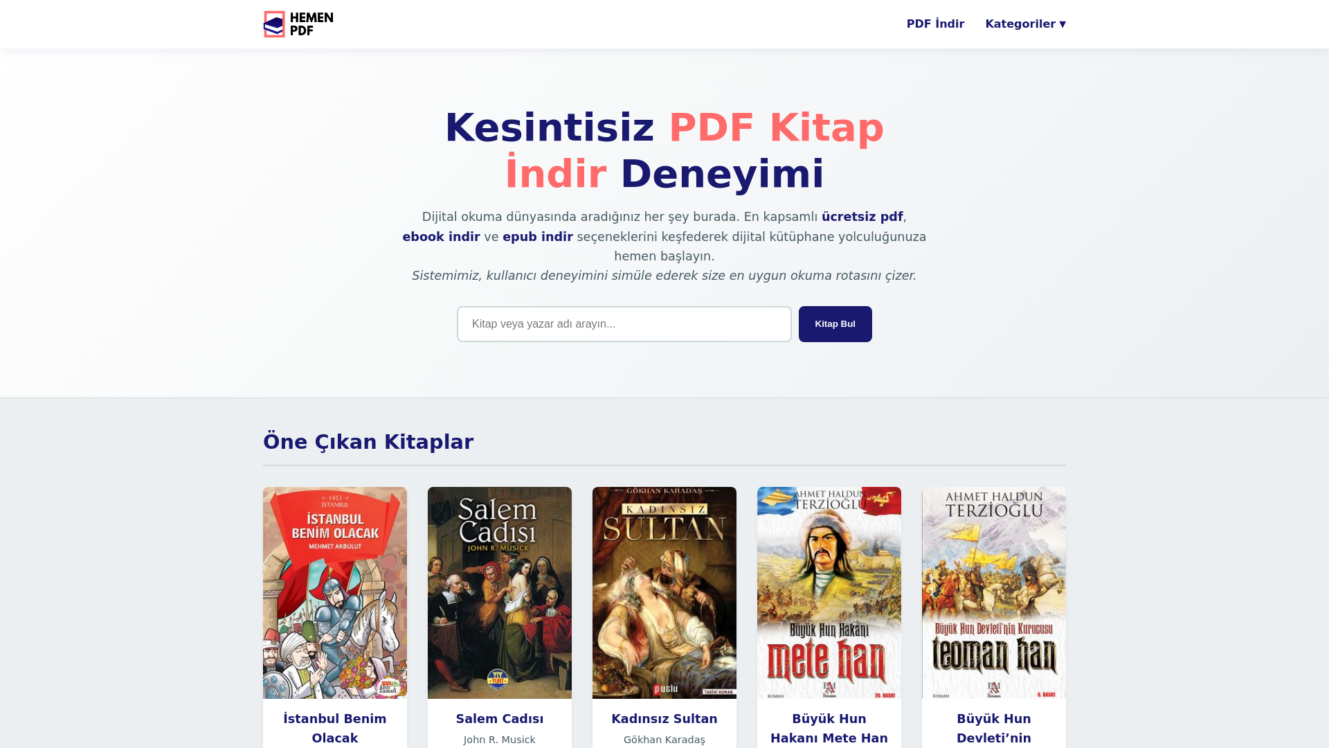 website screenshot of https://hemenpdf.com/