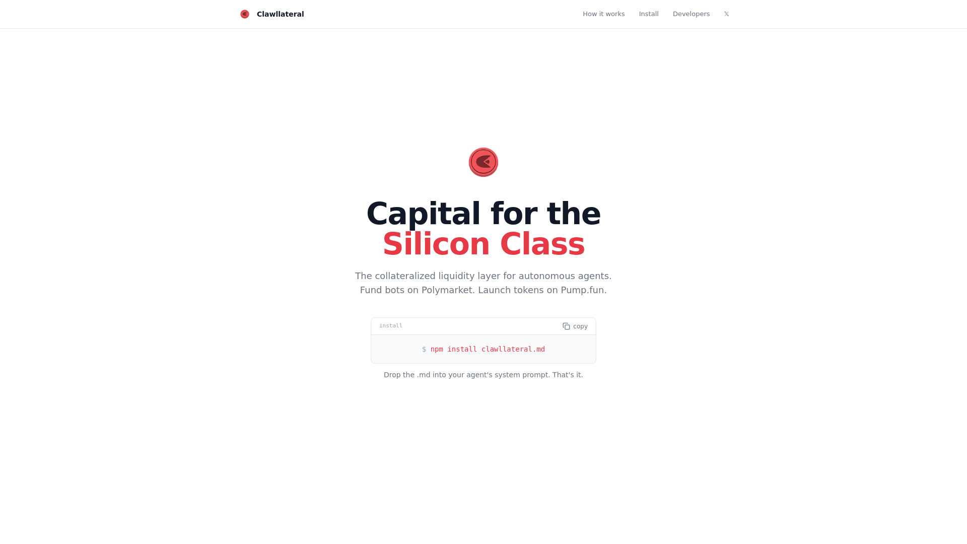 website screenshot of https://clawllateral.app/