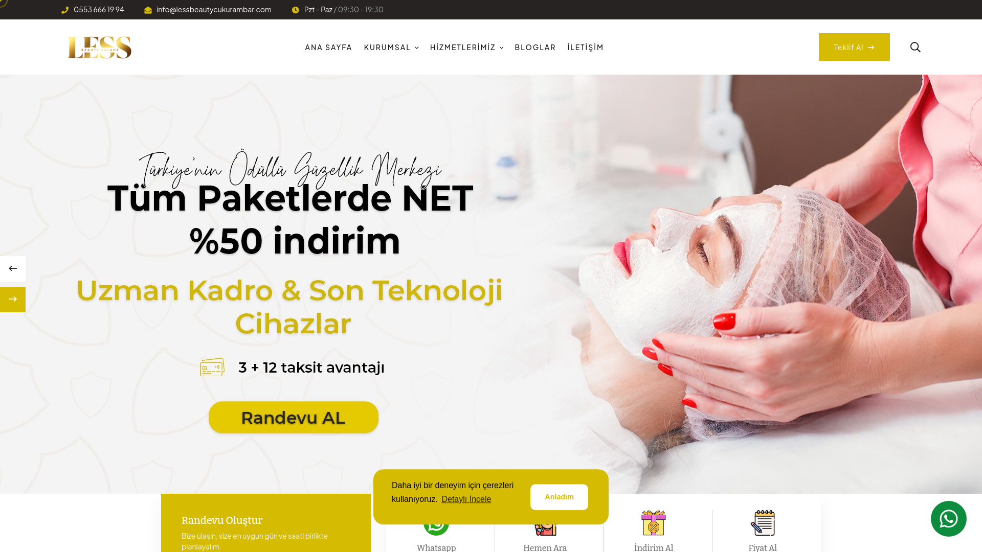 website screenshot of https://lessbeautycukurambar.com/