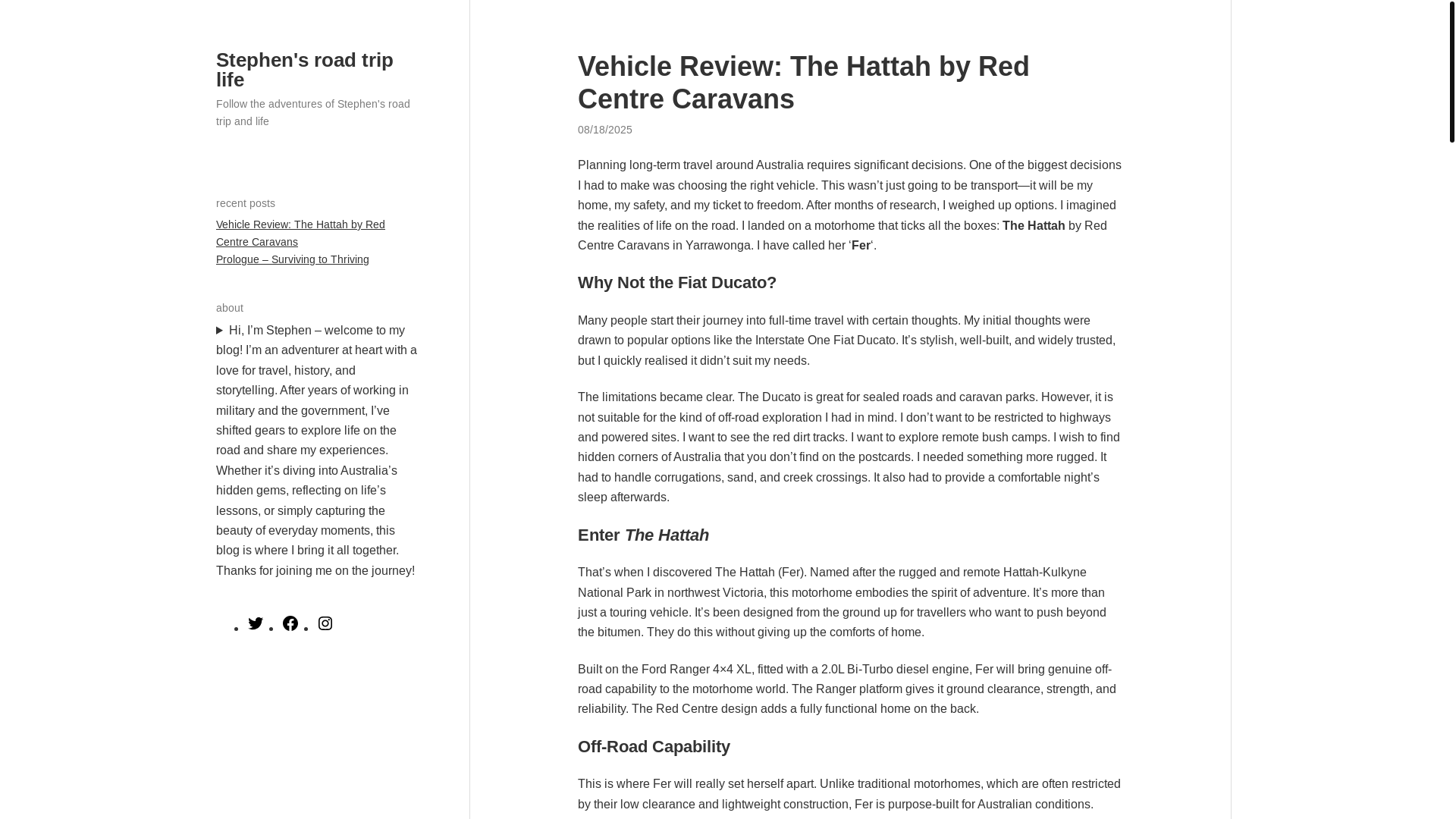 website screenshot of https://stephensroadtrip.life/