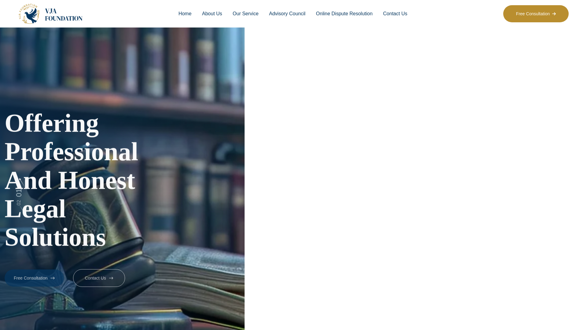 website screenshot of https://vjafoundation.com/