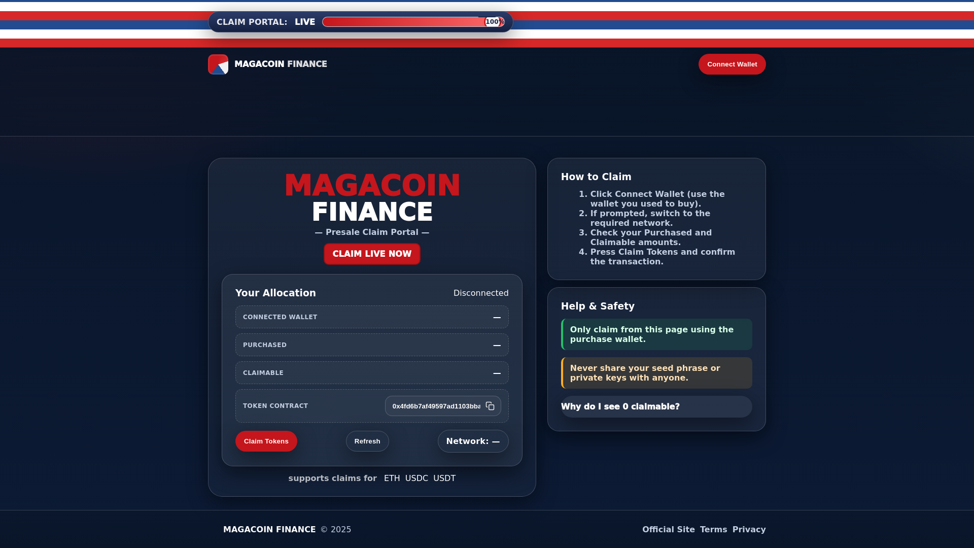 website screenshot of https://magacoin.info/