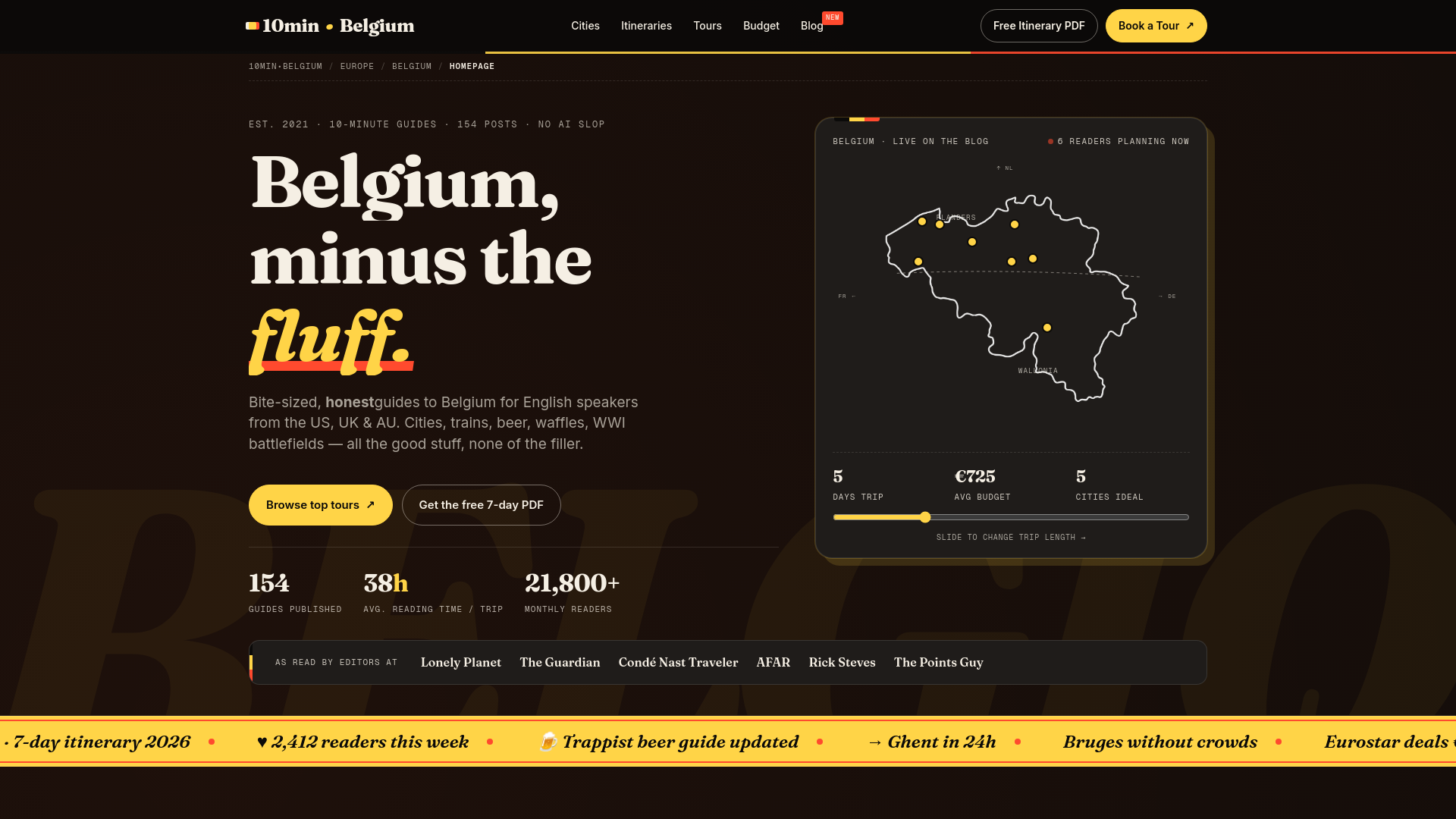 website screenshot of https://travel-to-belgium.com/