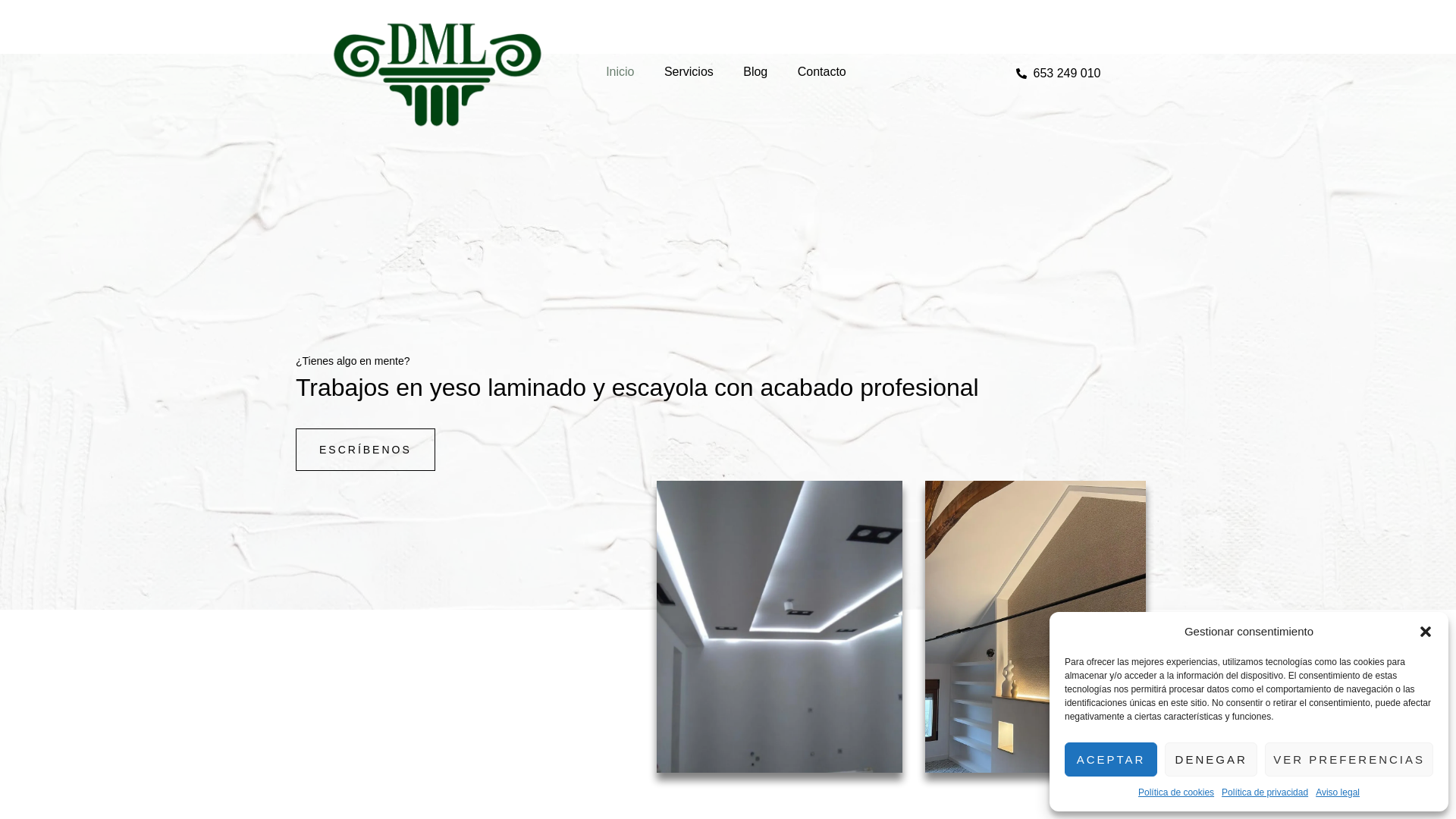 website screenshot of https://dmlsistemasyesolaminado.com
