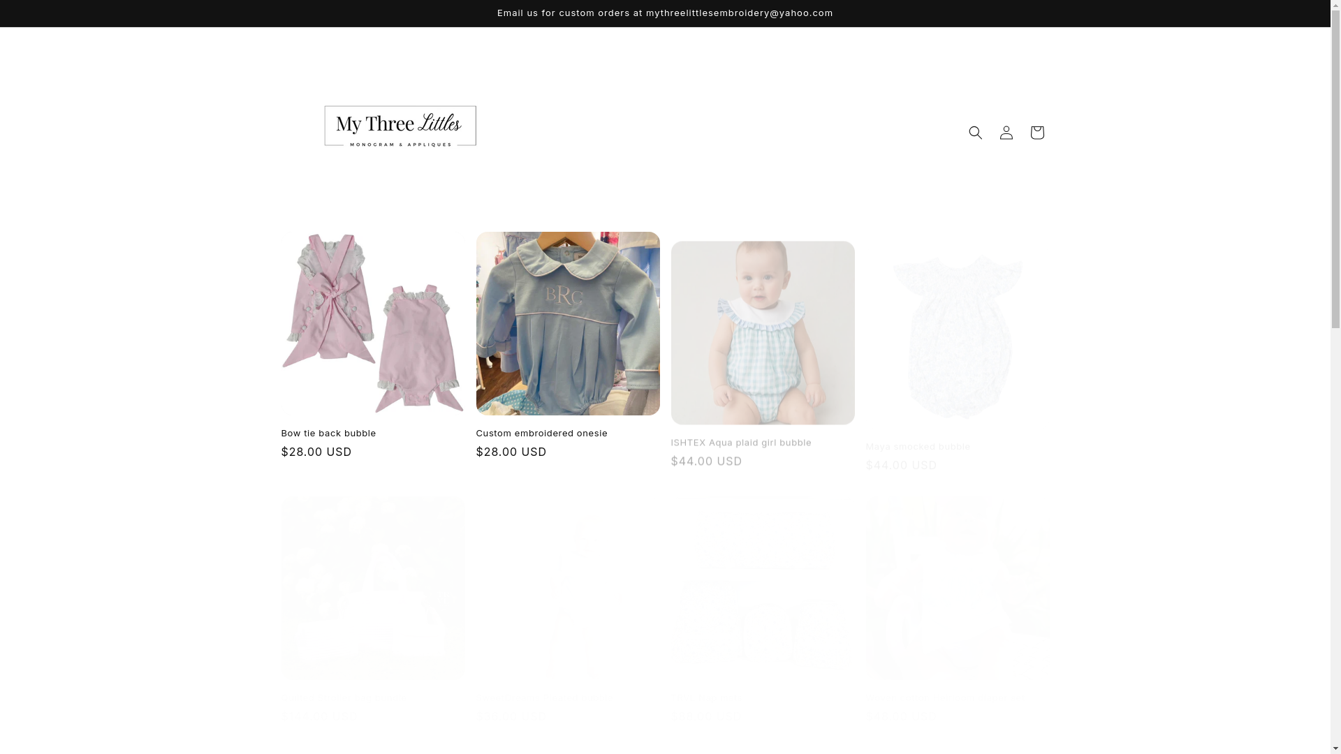 website screenshot of https://mythreelittlesembroidery.com/