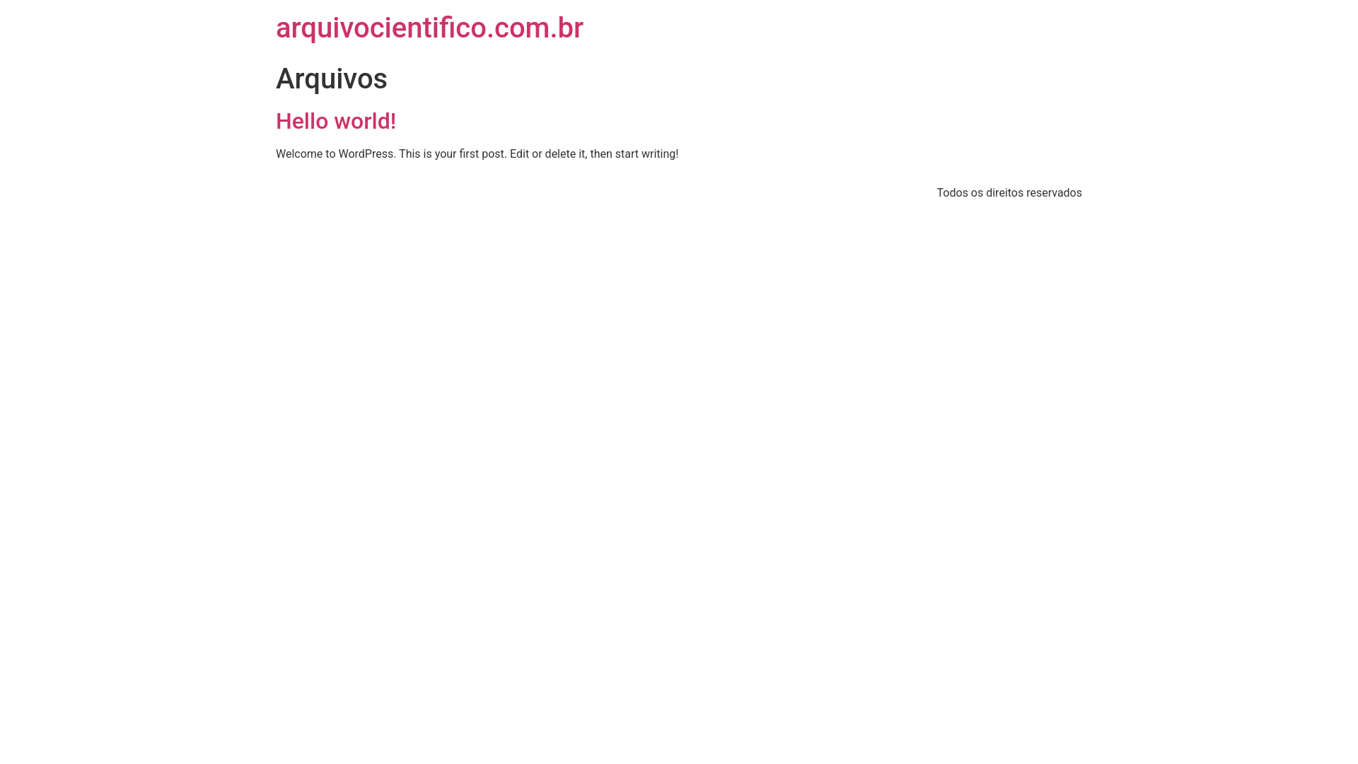 website screenshot of https://arquivocientifico.com.br/