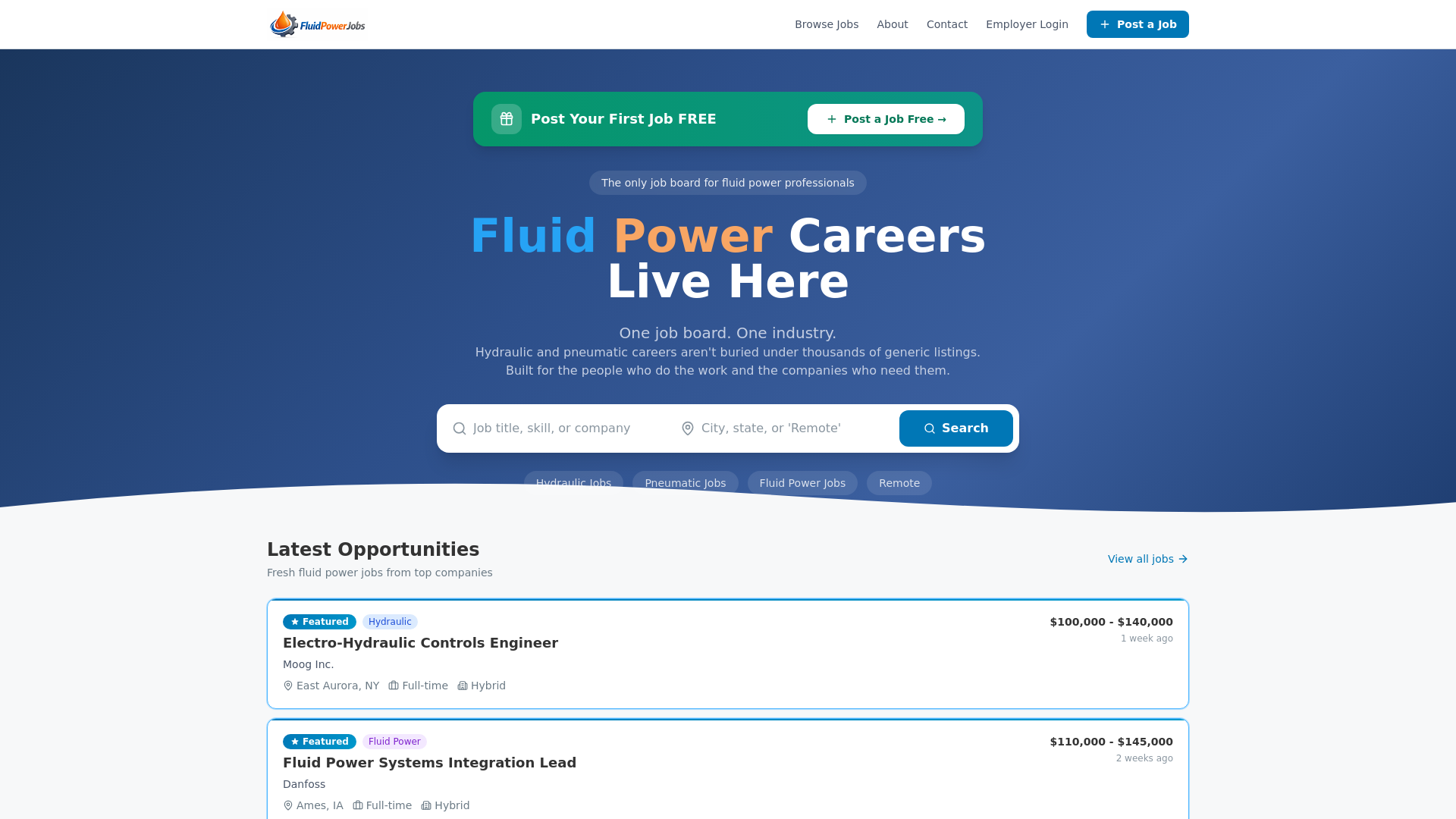 website screenshot of https://fluidpowerjobs.work/