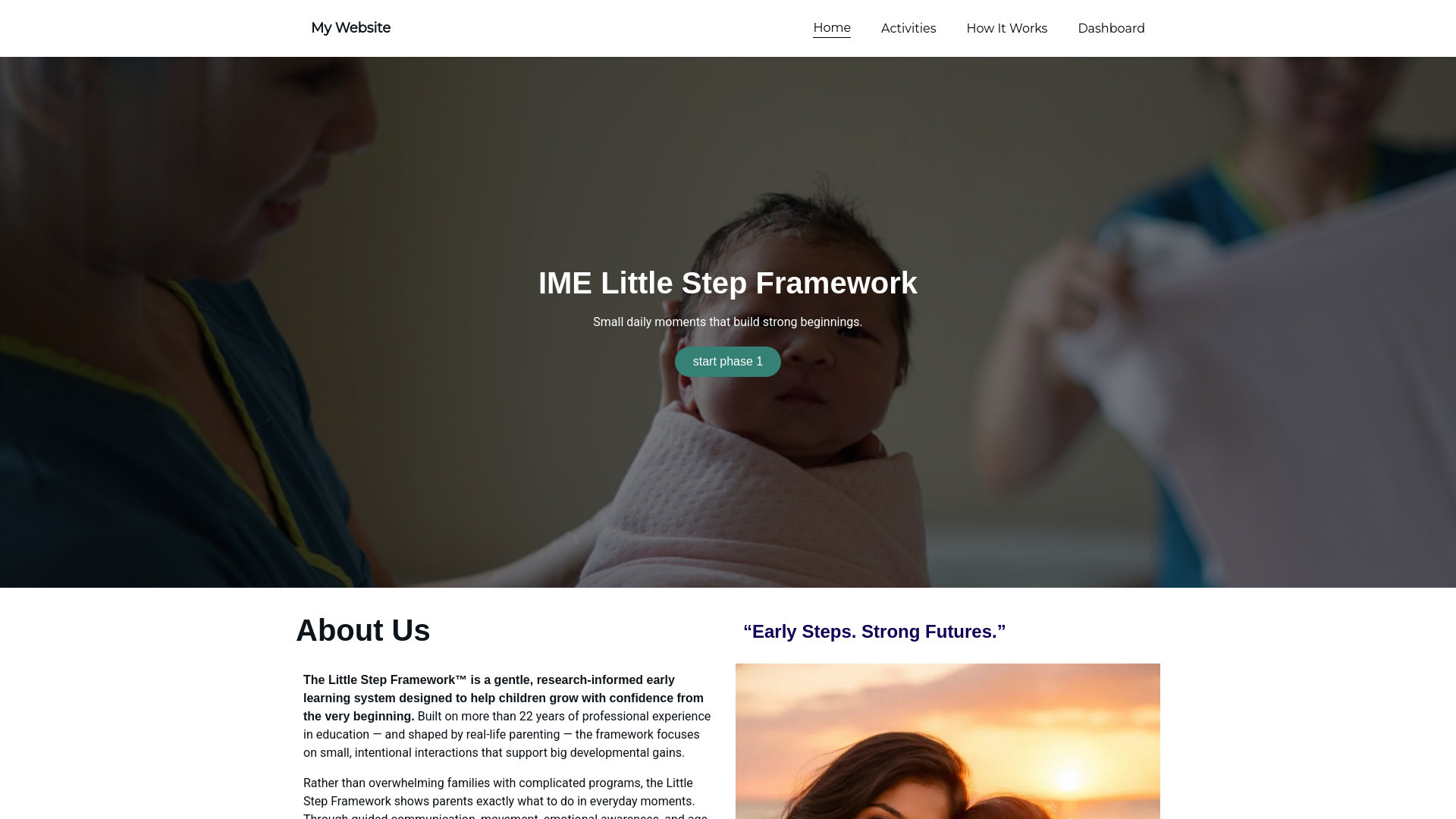 website screenshot of https://littlestepframework.com/