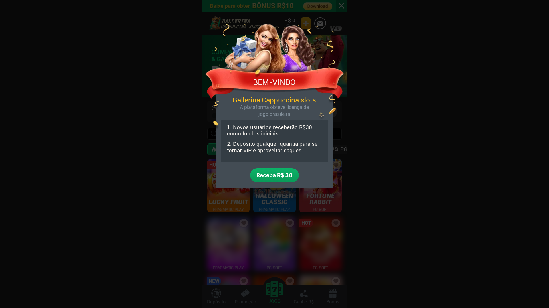 website screenshot of https://ballerinacappuccinaslotsbr.vip/