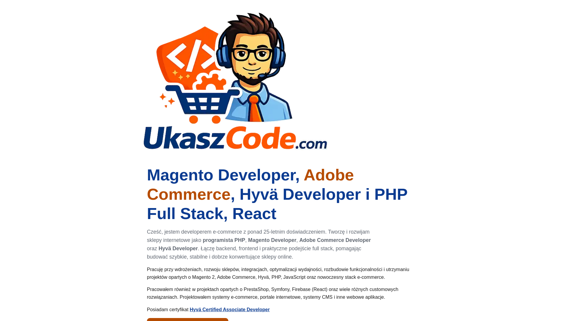 website screenshot of https://ukaszcode.com/