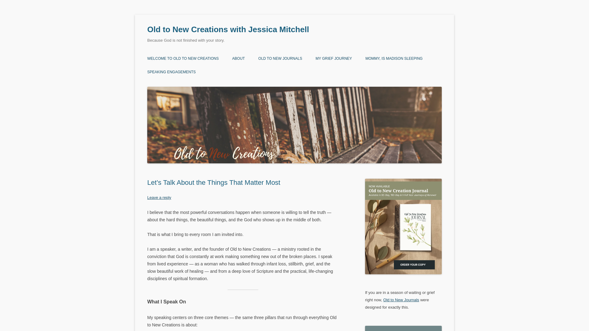 website screenshot of https://oldtonewcreations.blog/