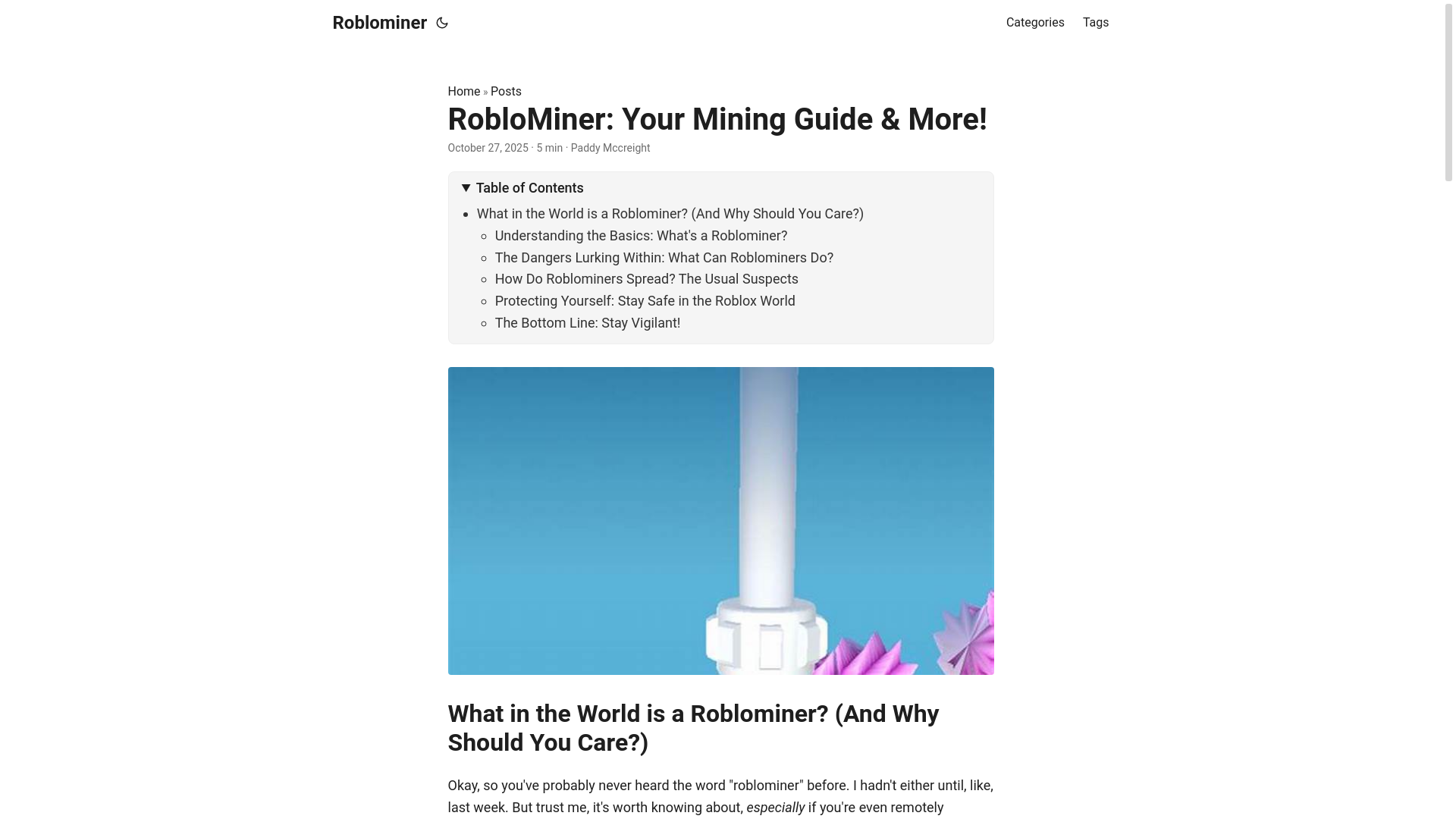 website screenshot of https://roblominer.pages.dev/