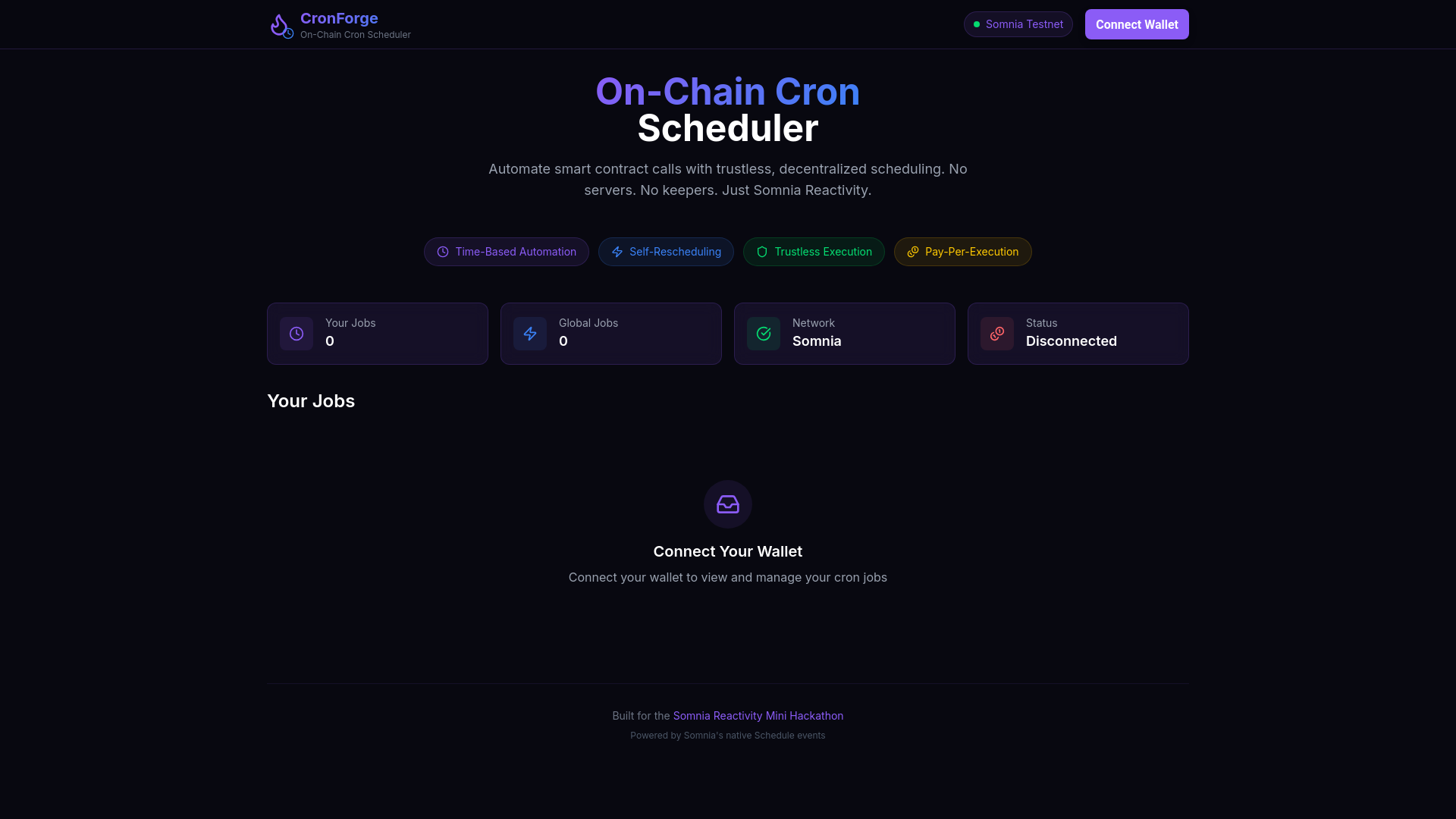 website screenshot of https://cronforge.xyz/