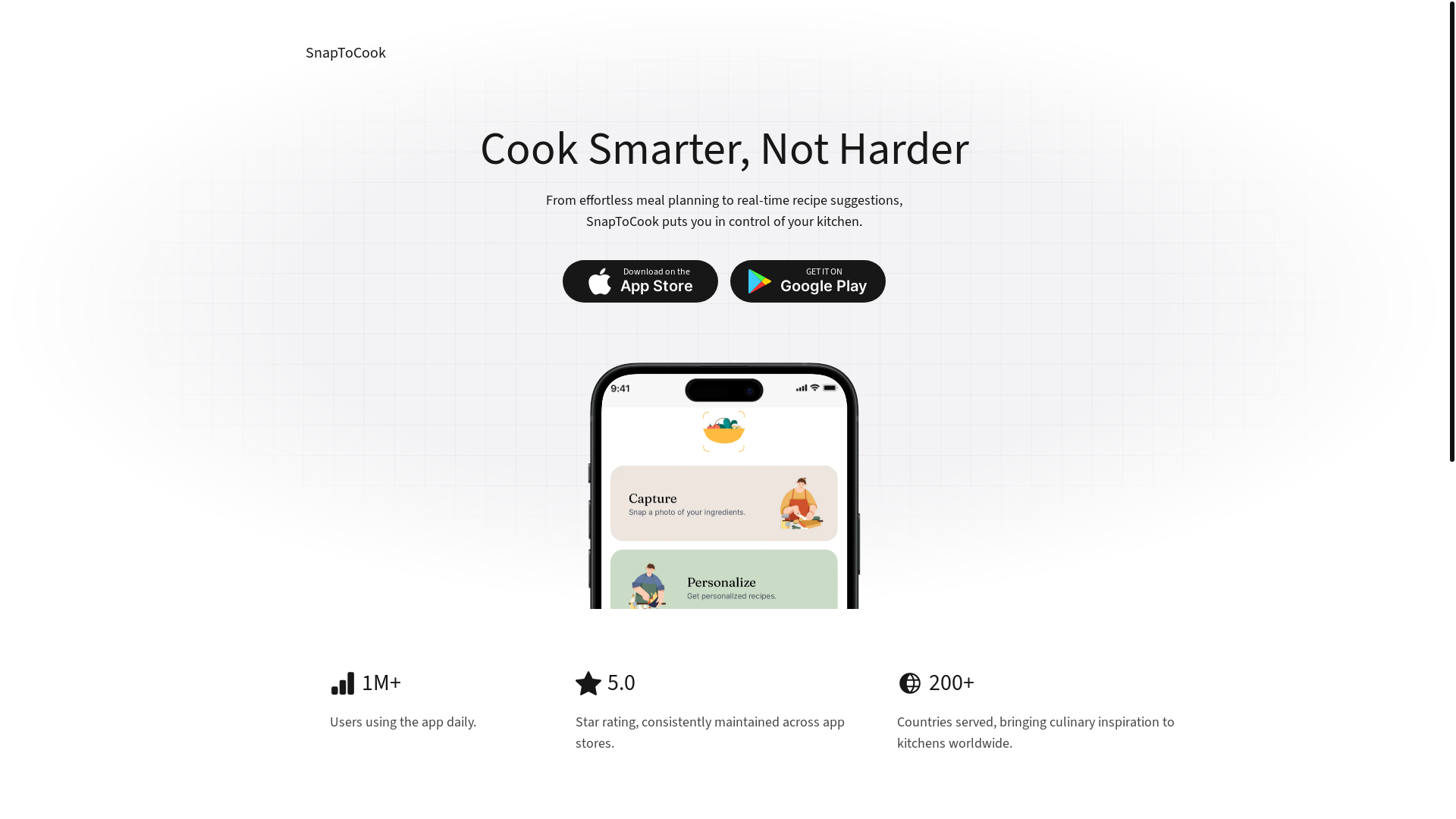 website screenshot of https://snaptocook.com/