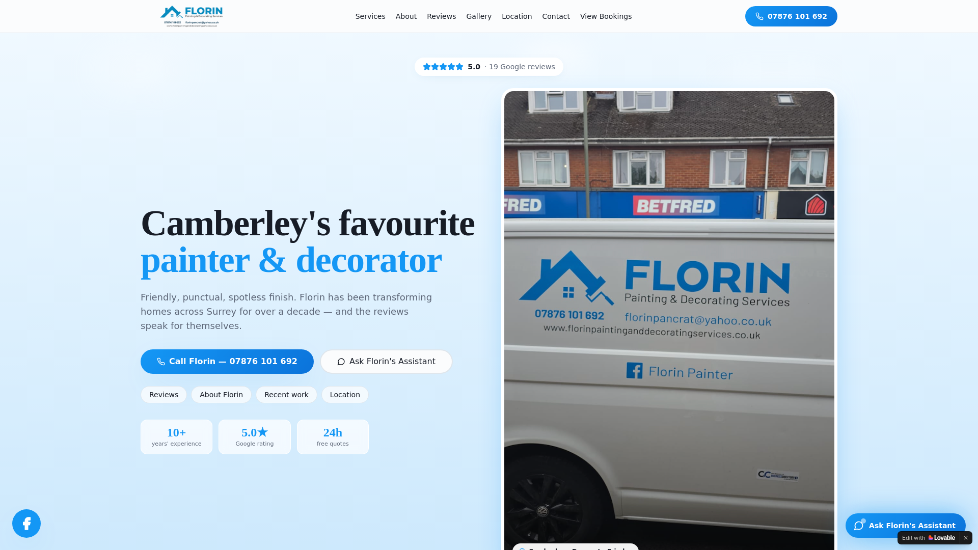 website screenshot of https://florinpaintingdecoratingservices.com/