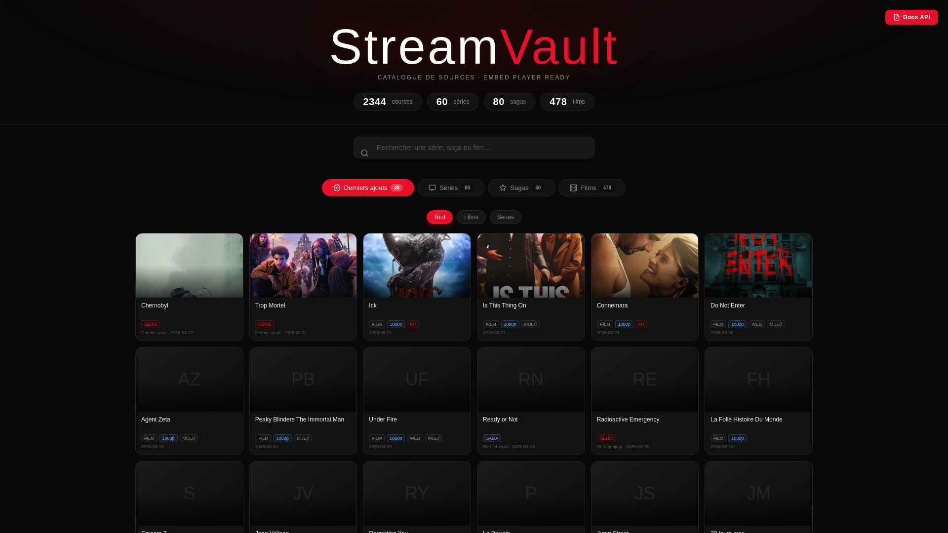 website screenshot of https://streamvault.blog/