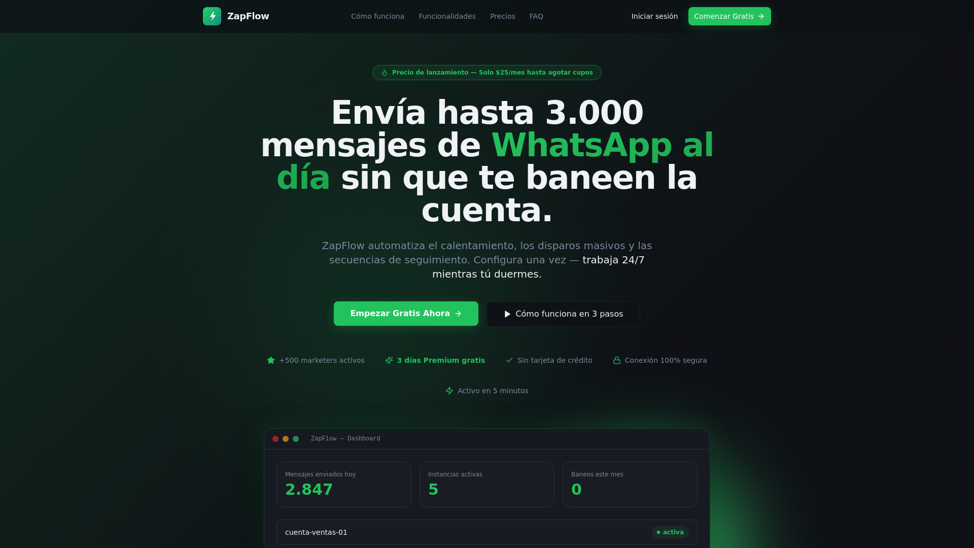 website screenshot of https://zapflowserver.com/