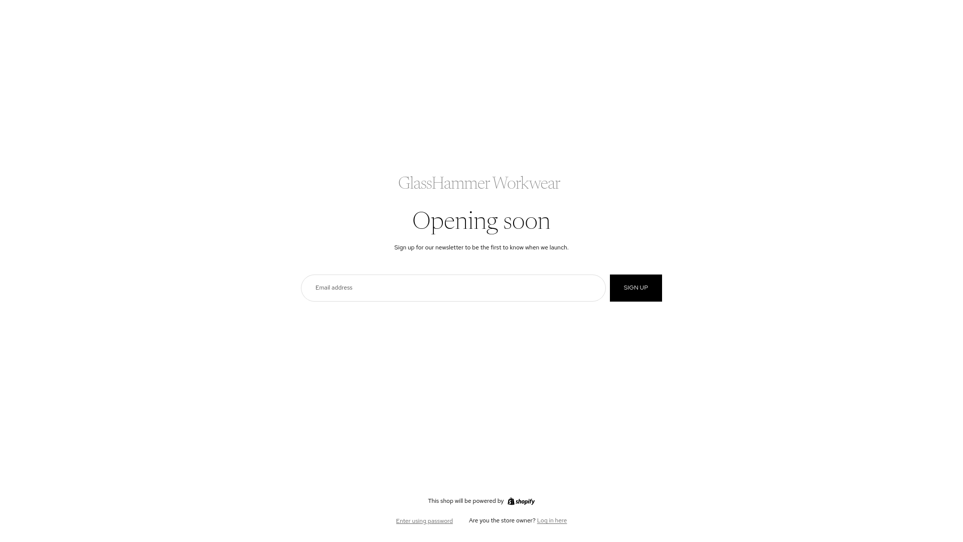 website screenshot of https://glasshammerworkwear.com/