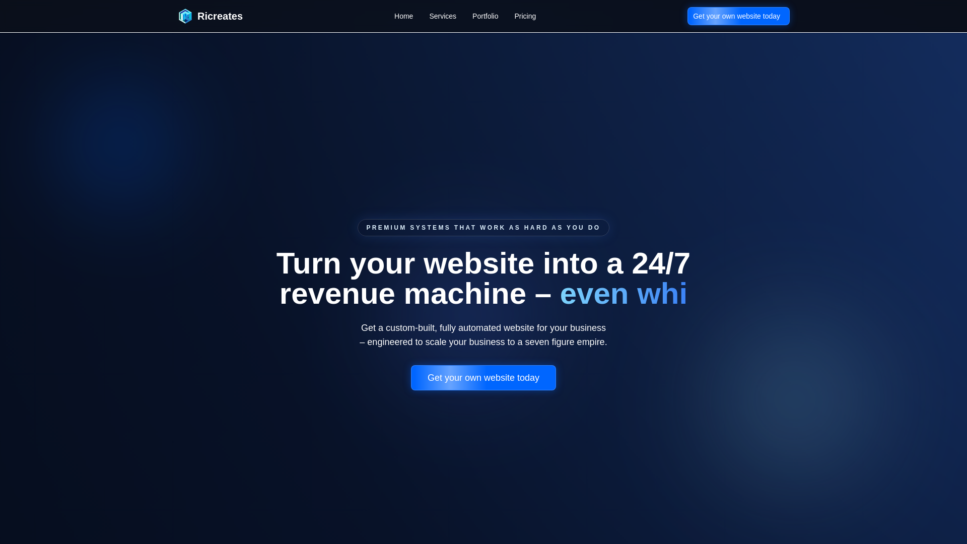 website screenshot of https://ricreates.online