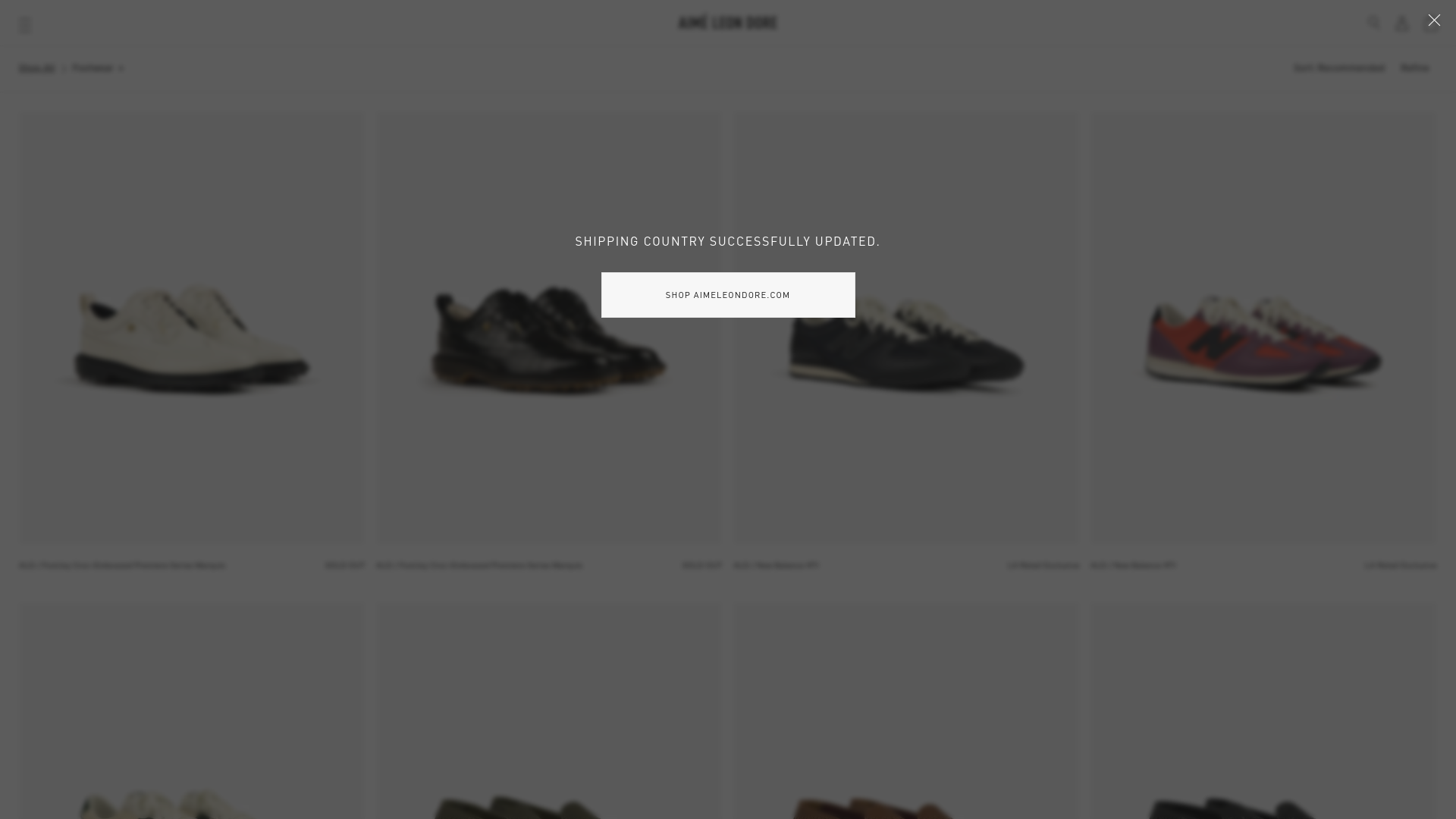 website screenshot of https://eu.aimeleondore.com/collections/footwear