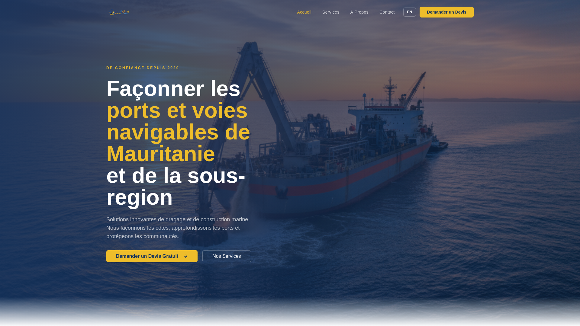 website screenshot of https://mauritaniedragage.com/