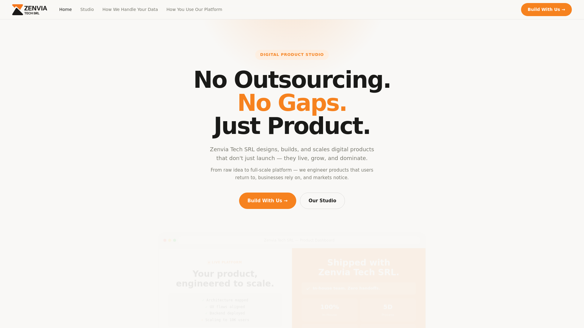 website screenshot of https://zenviatechsrl.com/
