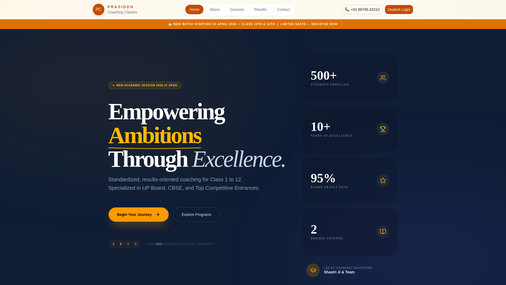 website screenshot of https://prasiddhacoachingcenter.online