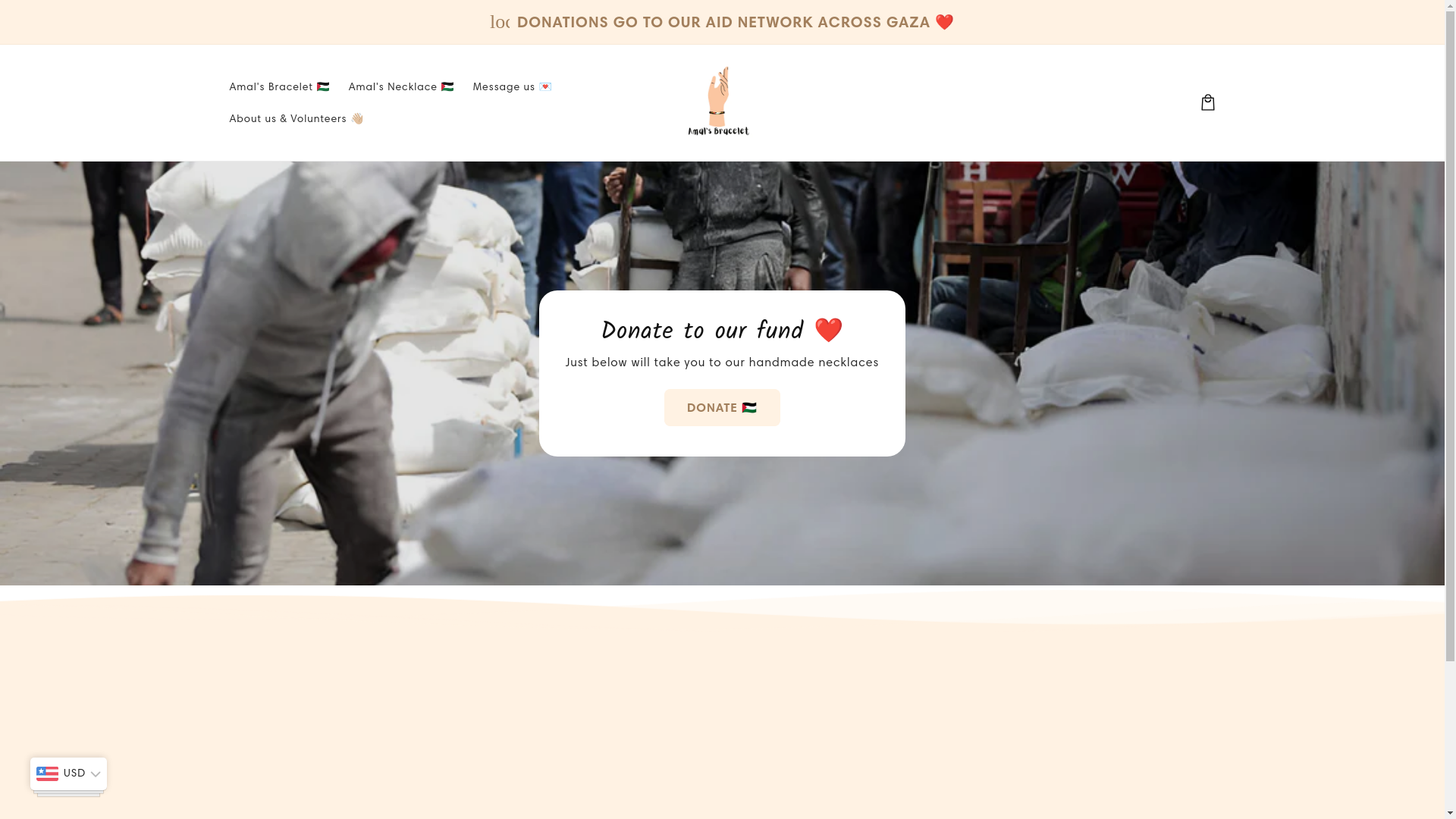 website screenshot of https://amalsbraceletsaid.org/