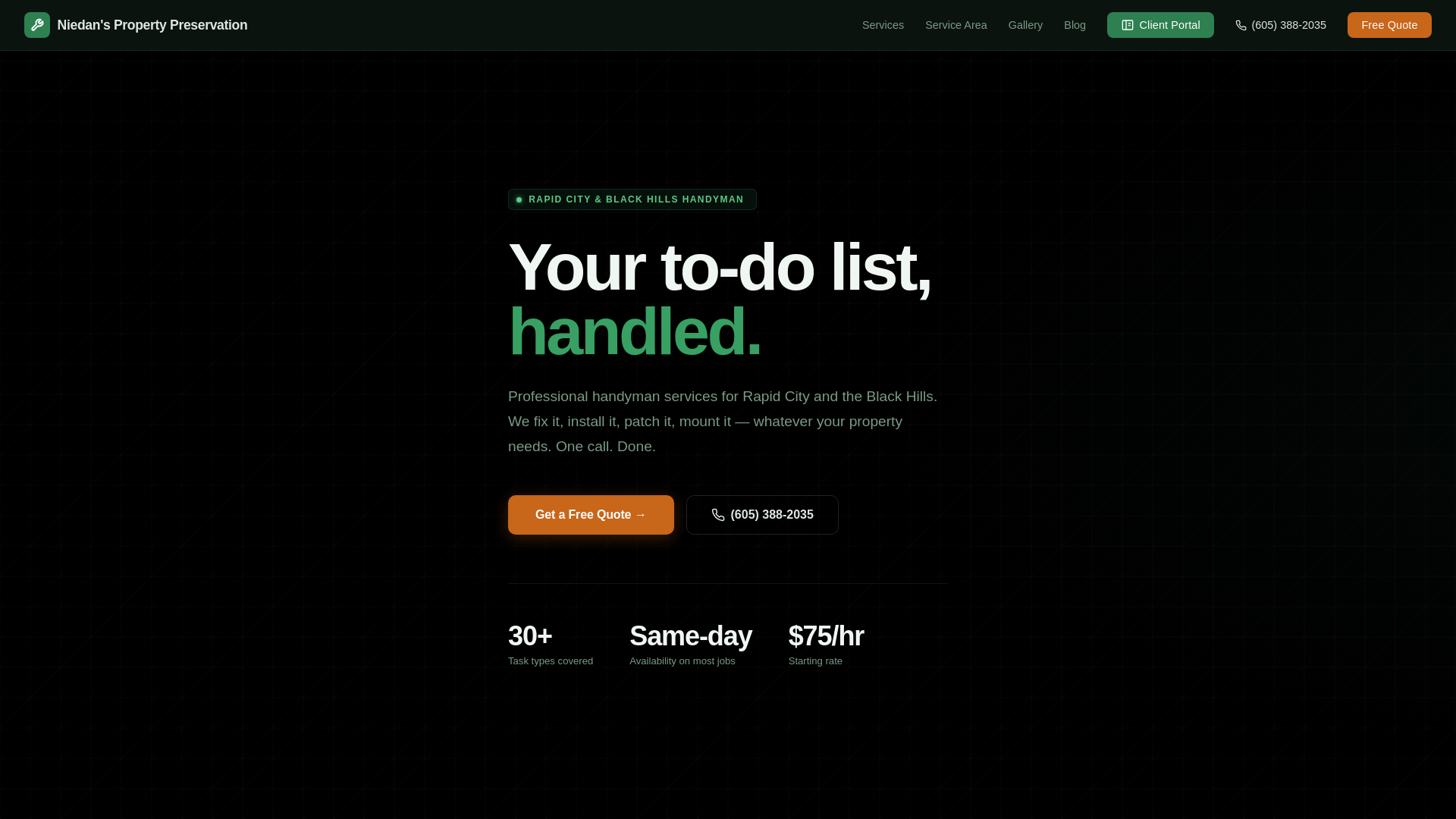 website screenshot of https://niedanshomepreservation.com