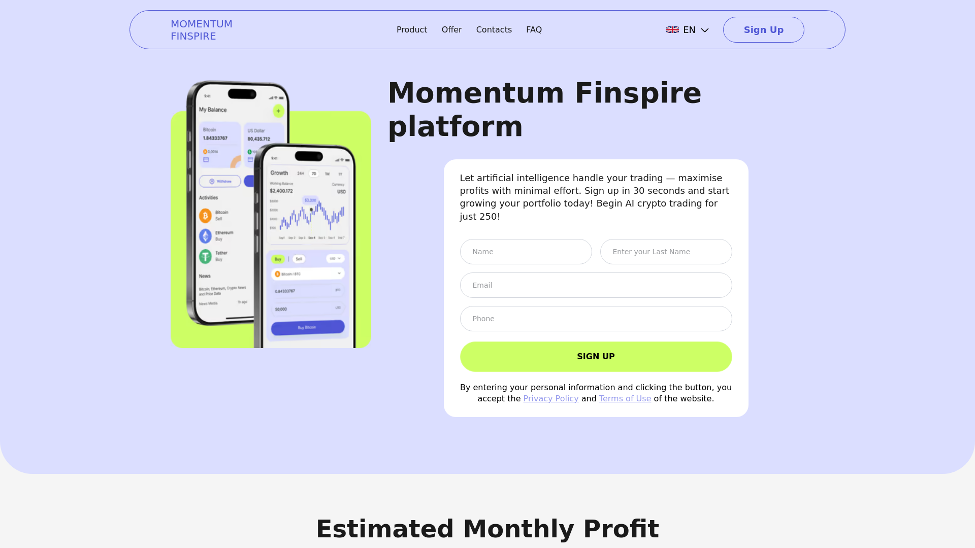 website screenshot of https://momentumfinspire.com/