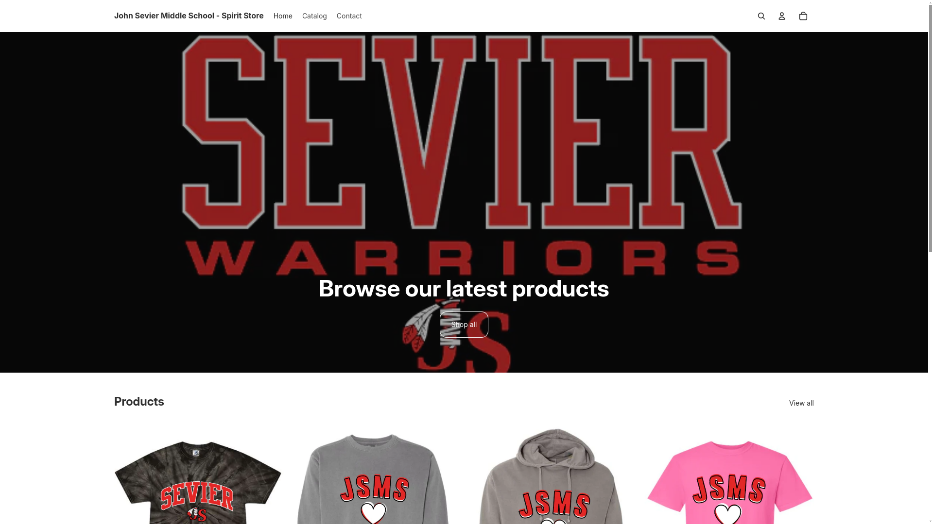 website screenshot of https://sevierspiritstore.shop/