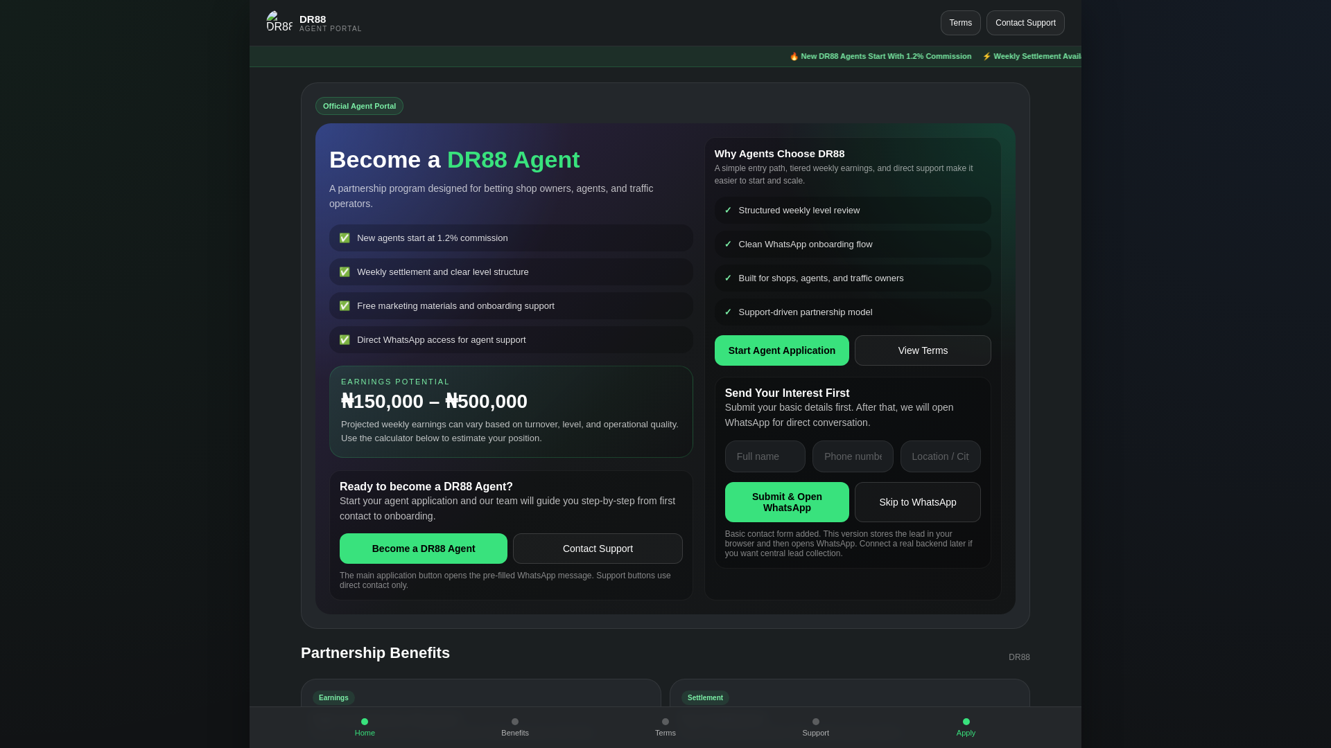 website screenshot of https://officialdr88agents.com