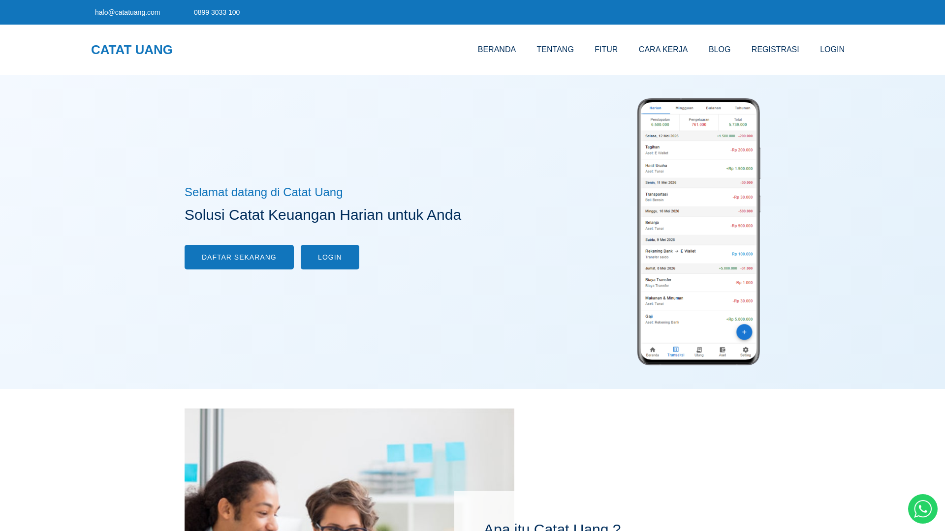 website screenshot of https://catatuang-landing.pages.dev/