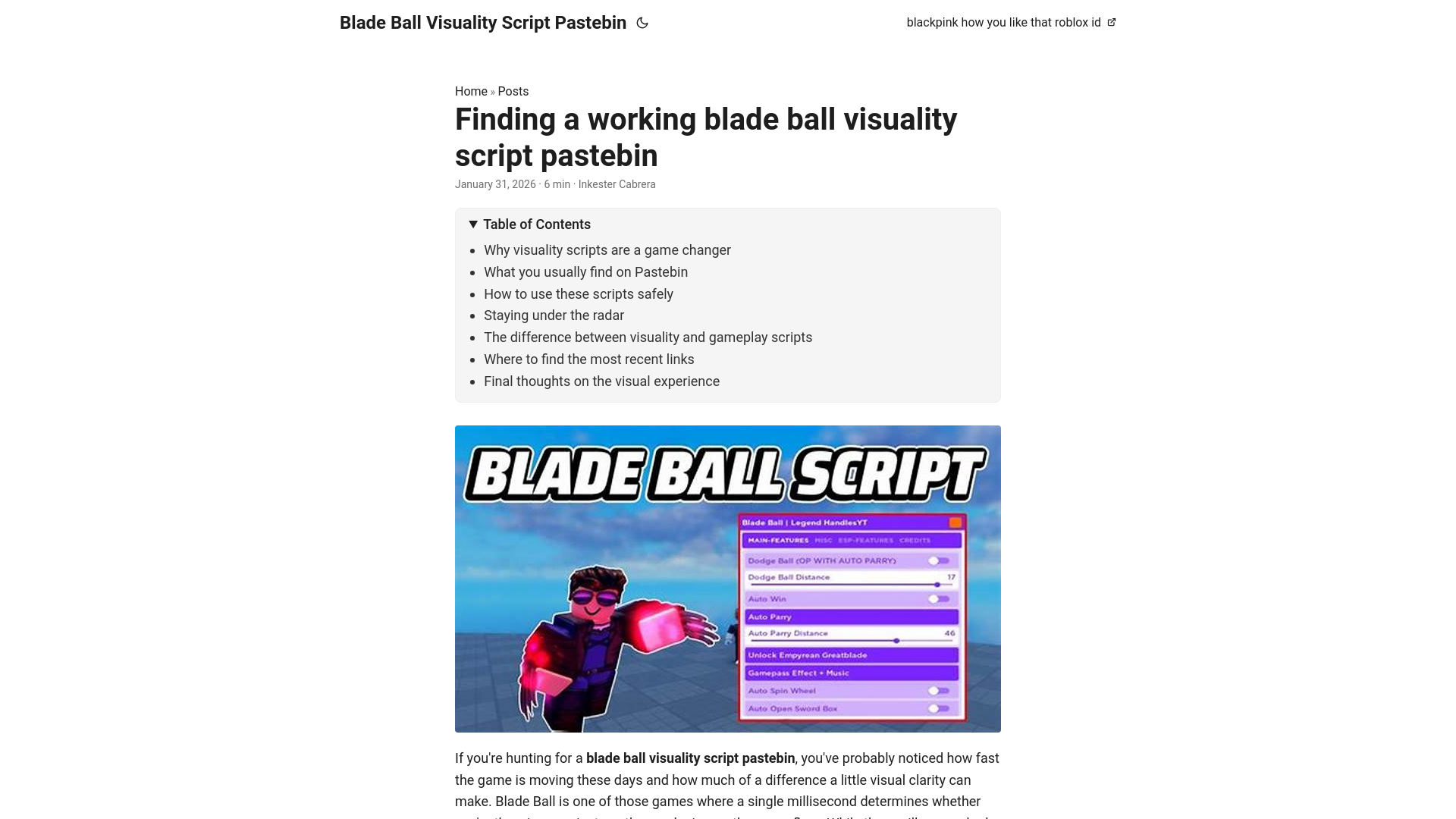 website screenshot of https://blade-ball-visuality-script-pastebin.pages.dev/