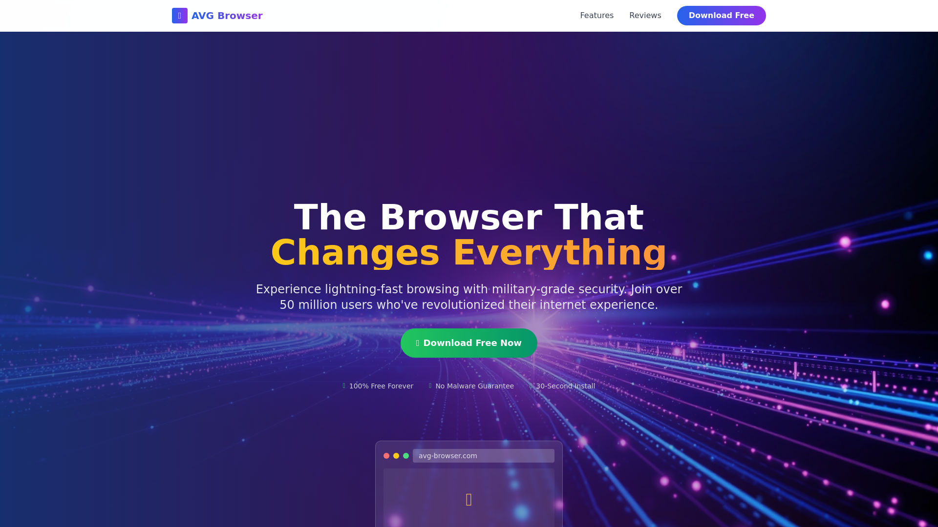 website screenshot of https://avg-browser.com