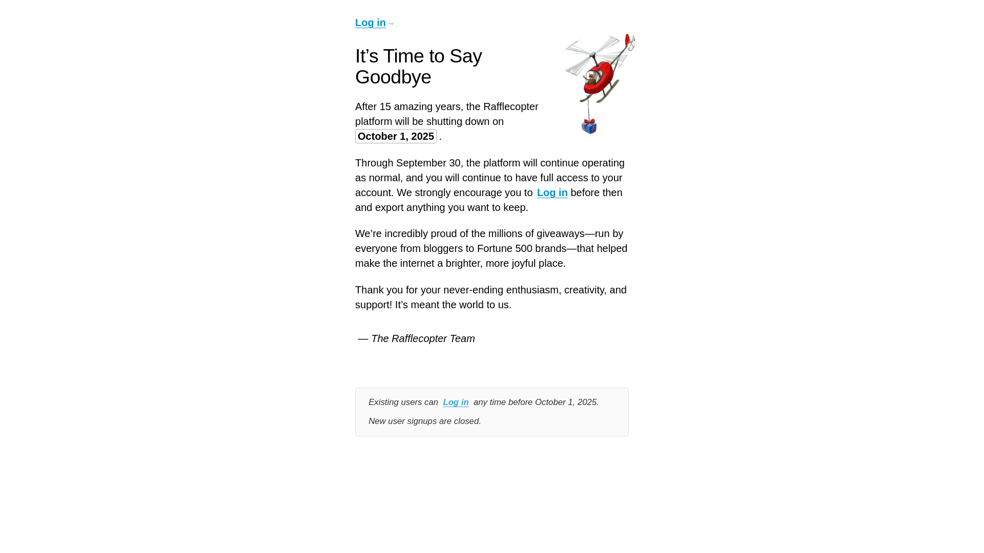 website screenshot of https://rafflecopter.pages.dev/