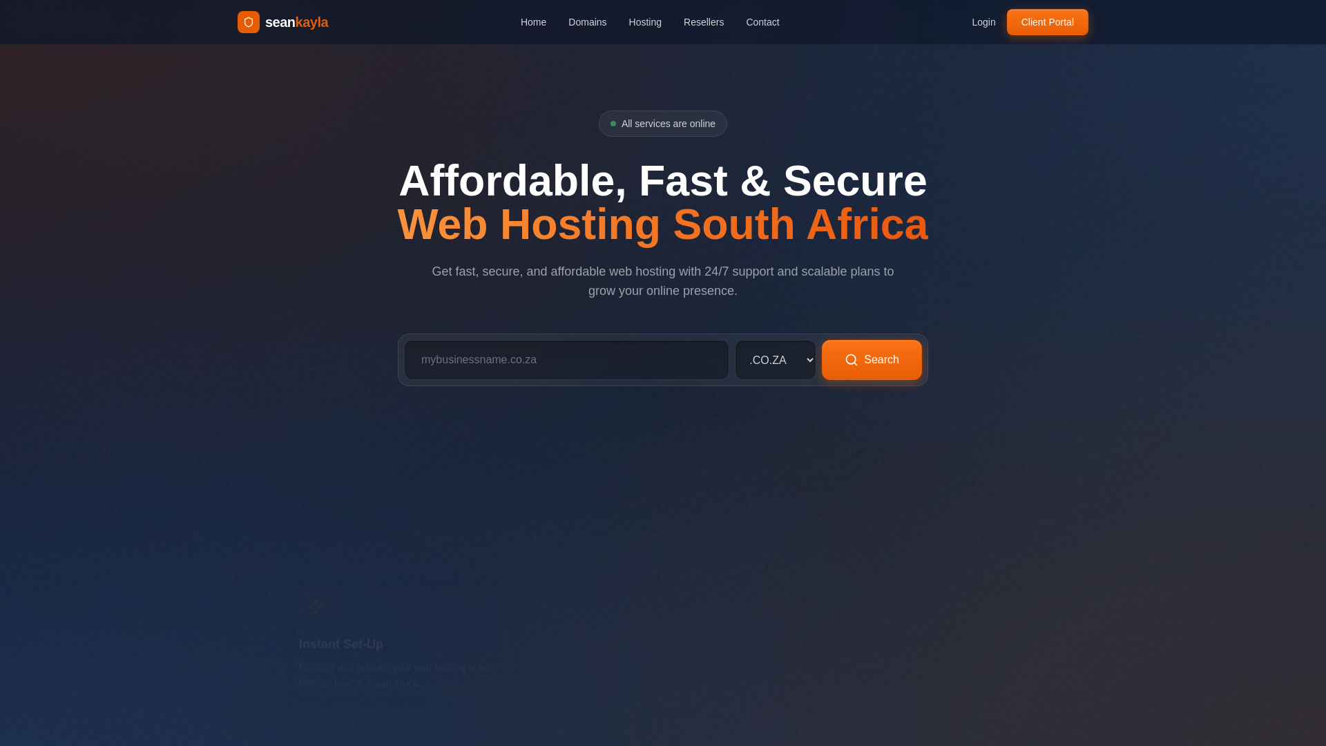 website screenshot of https://seankaylahosting.com/