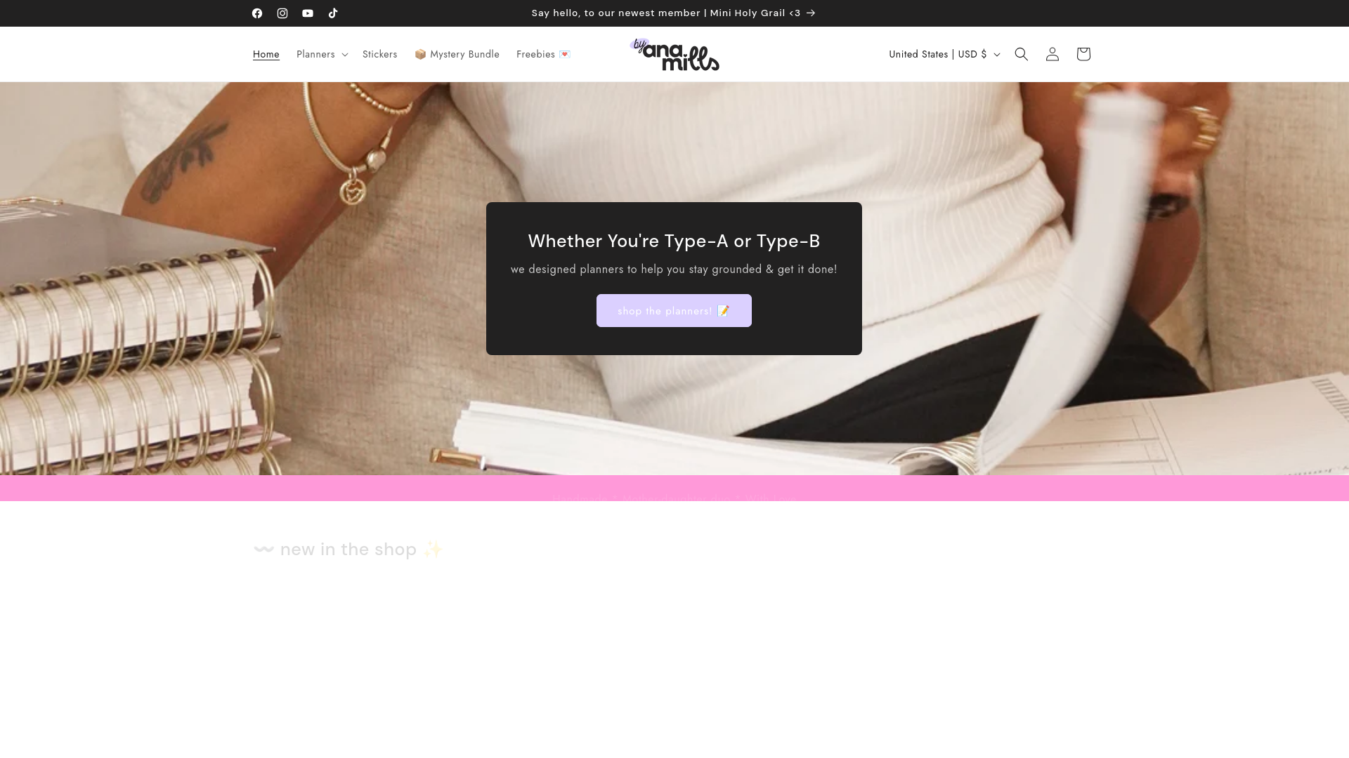 website screenshot of https://byanamills.co/