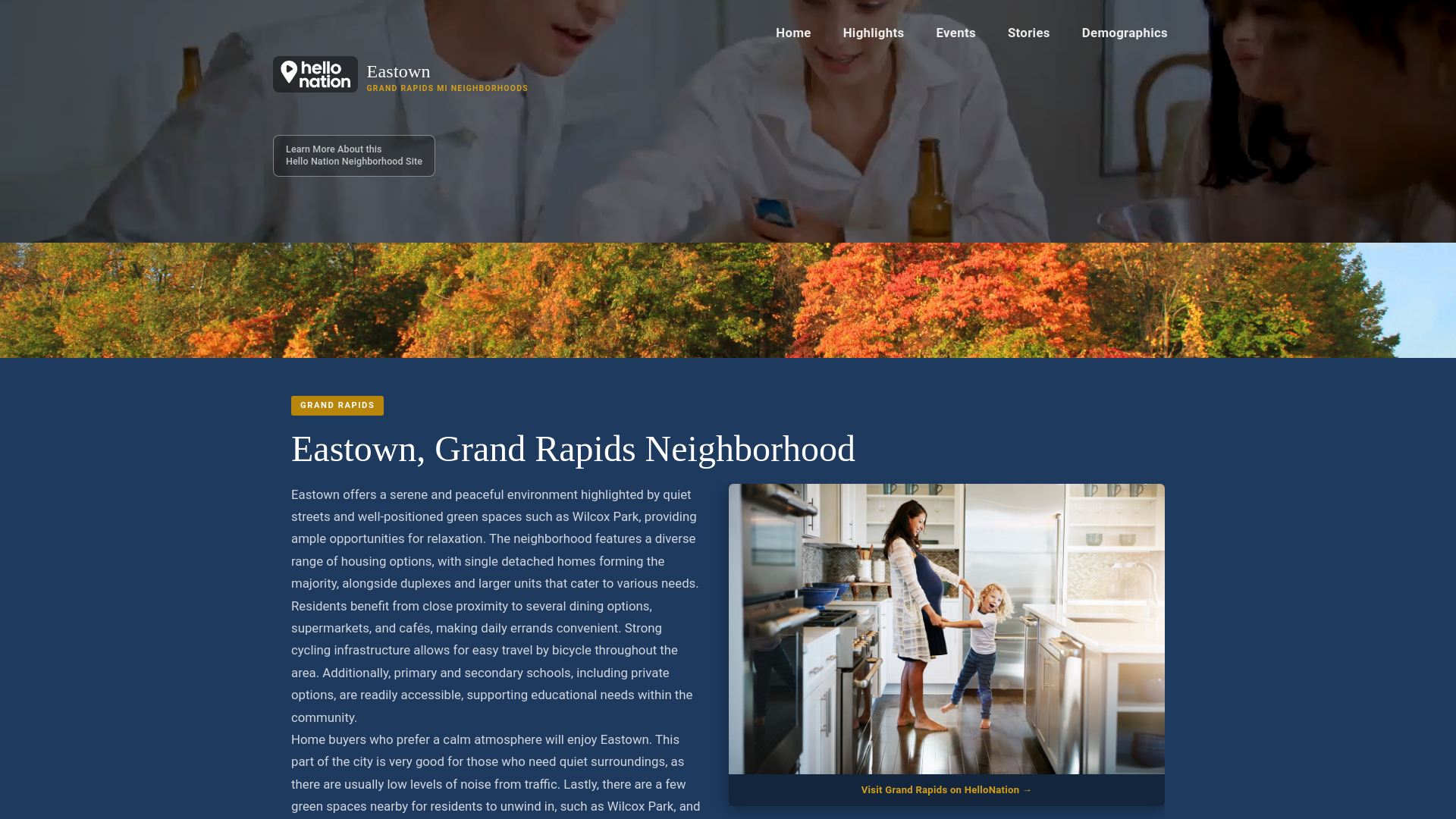 website screenshot of https://eastownneighborhood.org/