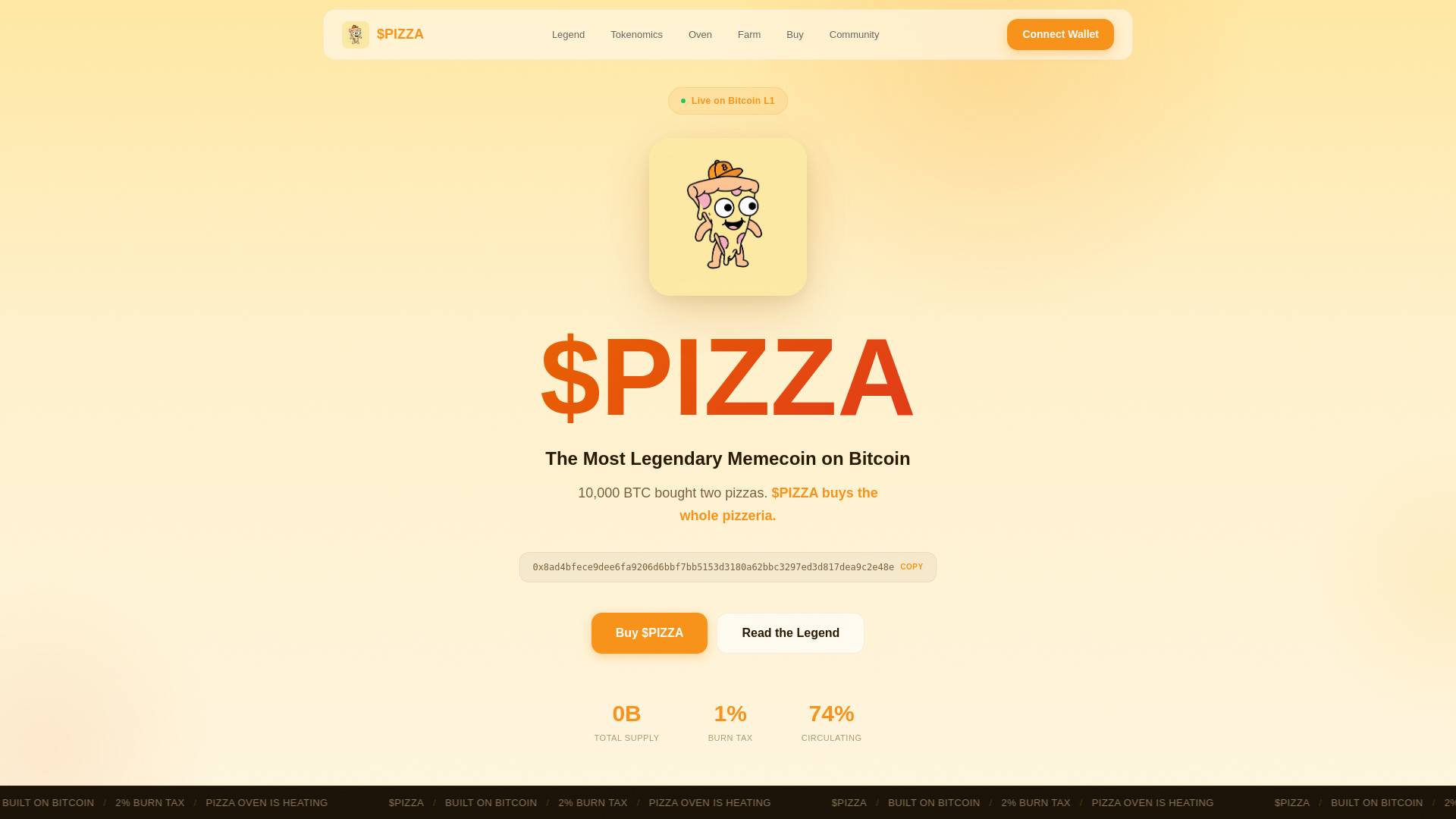 website screenshot of https://pizza-token.pages.dev